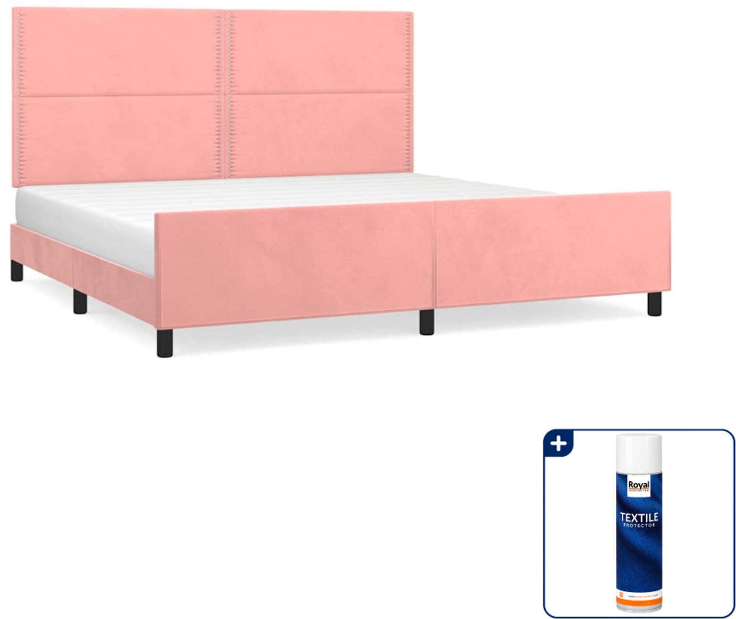 vidaXL bedframe - 200 x 200 cm - fluweel - roze - Inclusief textielbeschermer 500 ml