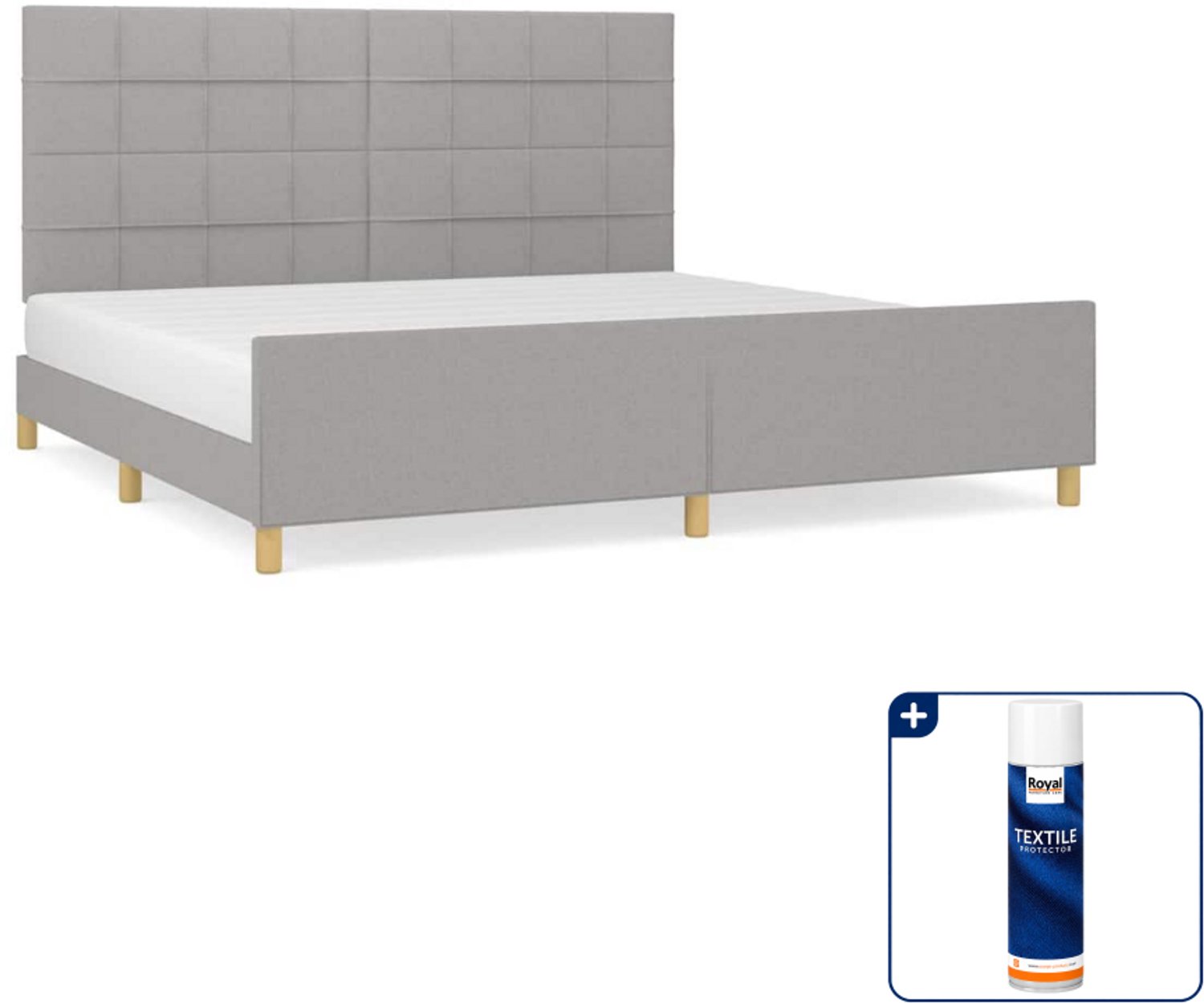 vidaXL bedframe - 200 x 200 cm - stof - lichtgrijs - Inclusief textielbeschermer 500 ml Zwart
