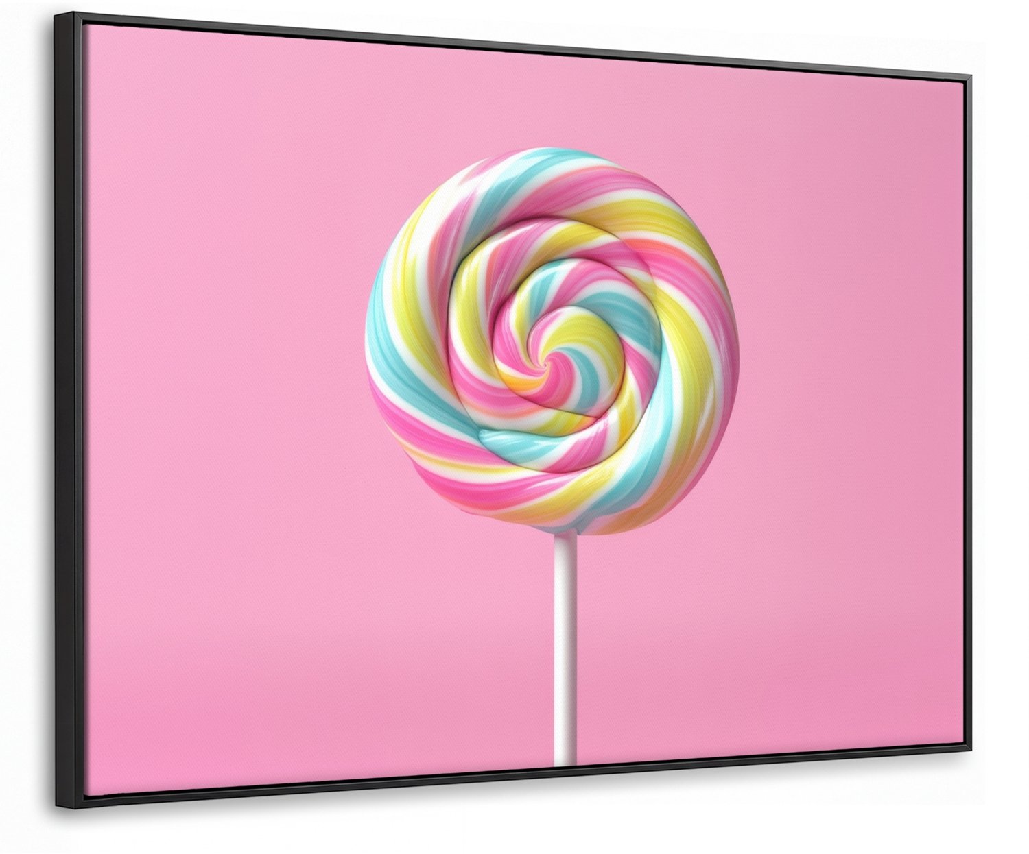 Canvas Schilderij met Baklijst 70x50cm - Lolly - Roze - Snoep - Zoet - Muurdecoratie woonkamer - Slaapkamer decoratie - Kamer accessoires - Schilderijen op canvas met lijst
