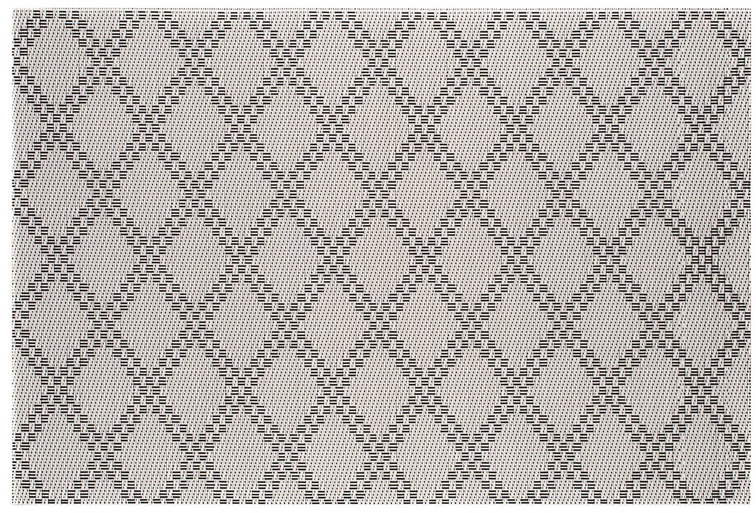 Placemats Set van 4 – Geweven Look PVC – Rhombi Zwart – 30x45 cm – Afwasbaar – Onderlegger & Tafeldecoratie
