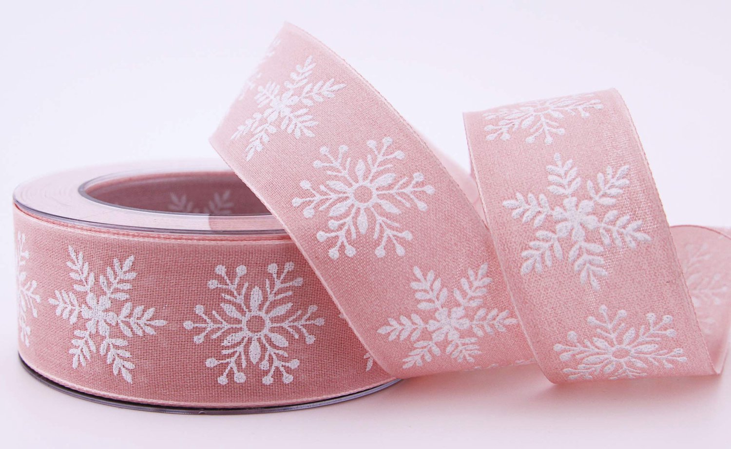 Decoratielint - Kerst met sneeuwvlokken - 20 m x 40 mm - Roze