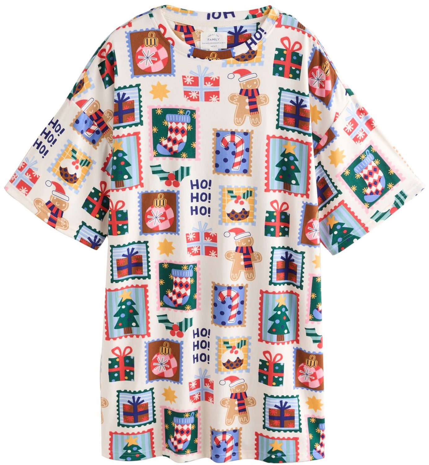 Next Dames - Matching Family nachthemd met kerstmotief - Crème Ecru Stamps