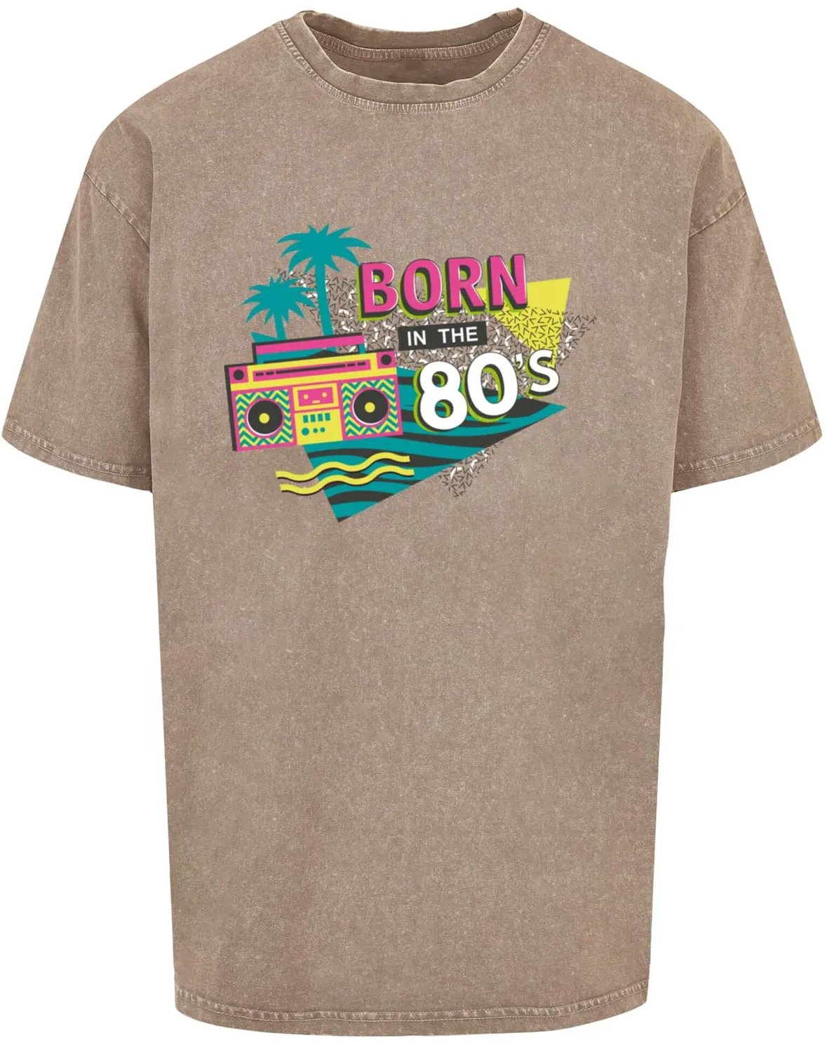 T-shirt Mister Tee Born In The 80´s Acid Washed Heavy Dark Kaki