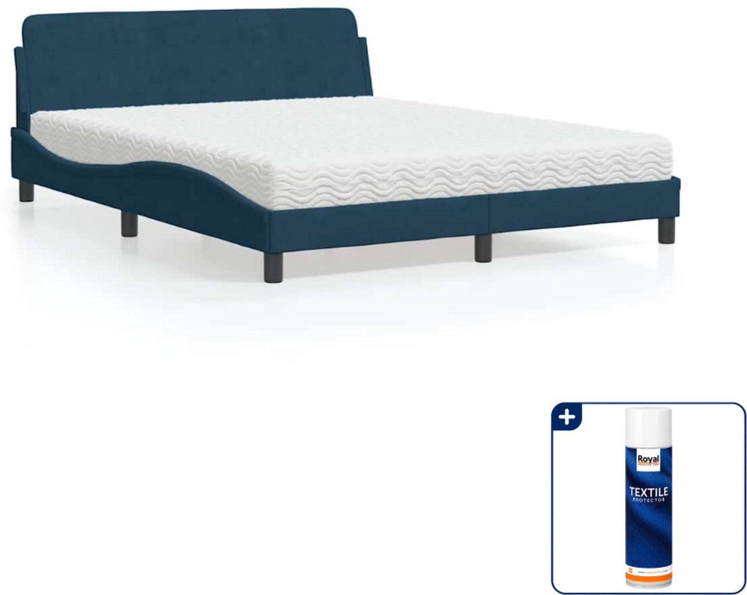 vidaXL Bed Dover - Queensize - 160 x 200 cm - blauw - Inclusief textielbeschermer 500 ml Grijs