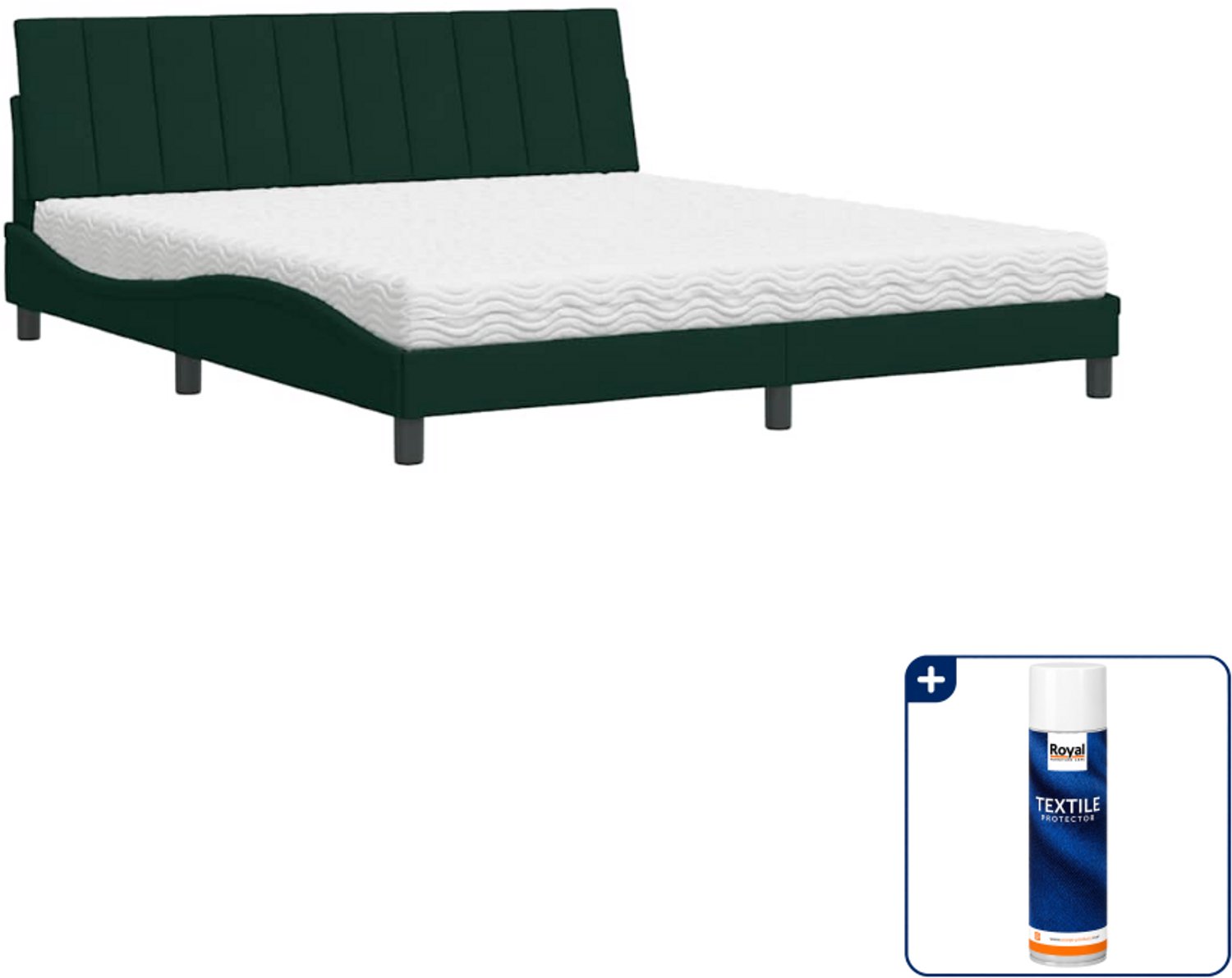 vidaXL Hanko bed met matras - Kingsize - 180 x 200 cm - donkergroen - Inclusief textielbeschermer 500 ml