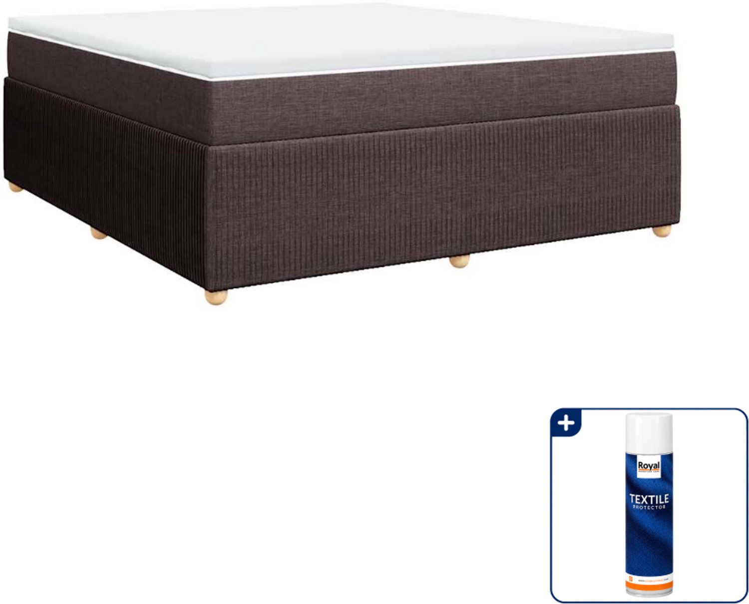 vidaXL Boxspring Kingsize - 180 x 200 cm - donkerbruin - Inclusief textielbeschermer 500 ml