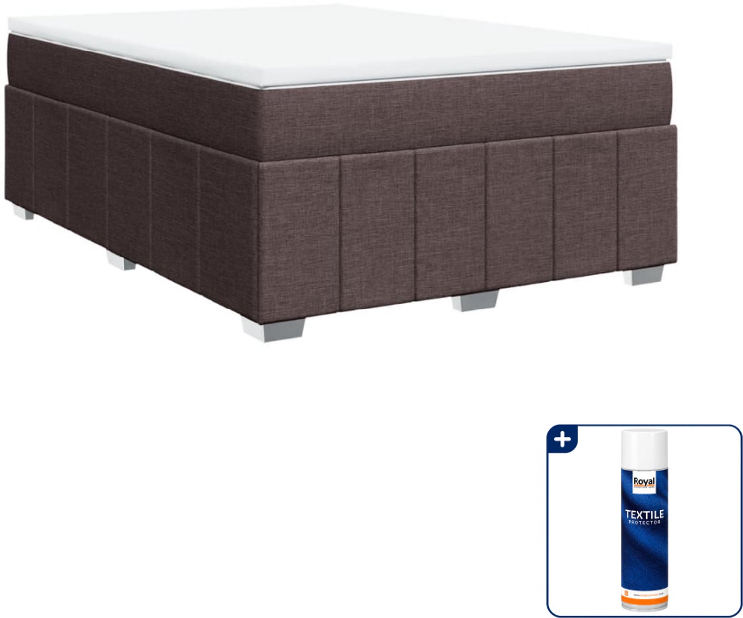 vidaXL boxspring met matras - Queensize - 160 x 200 cm - donkerbruin - Inclusief textielbeschermer 500 ml