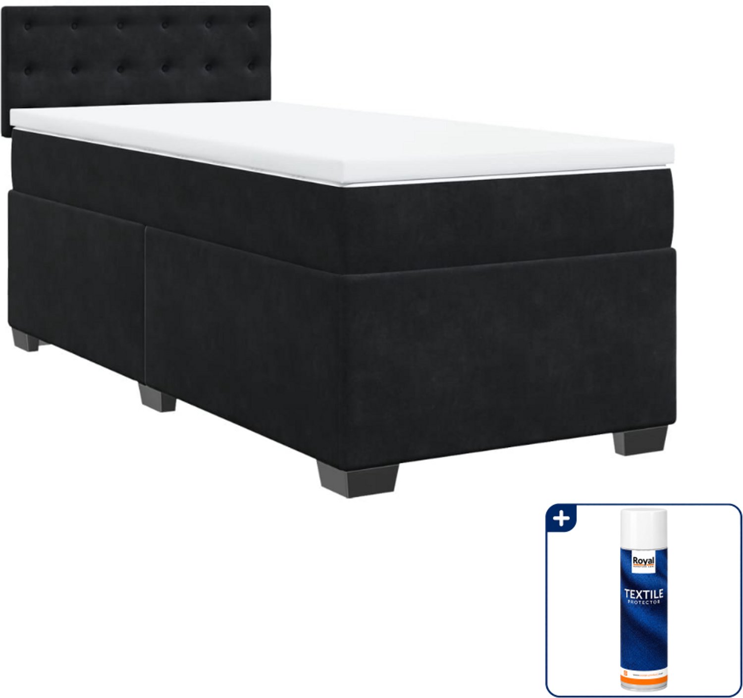 vidaXL boxspring 100 x 200 cm - fluweel - zwart - Inclusief textielbeschermer 500 ml