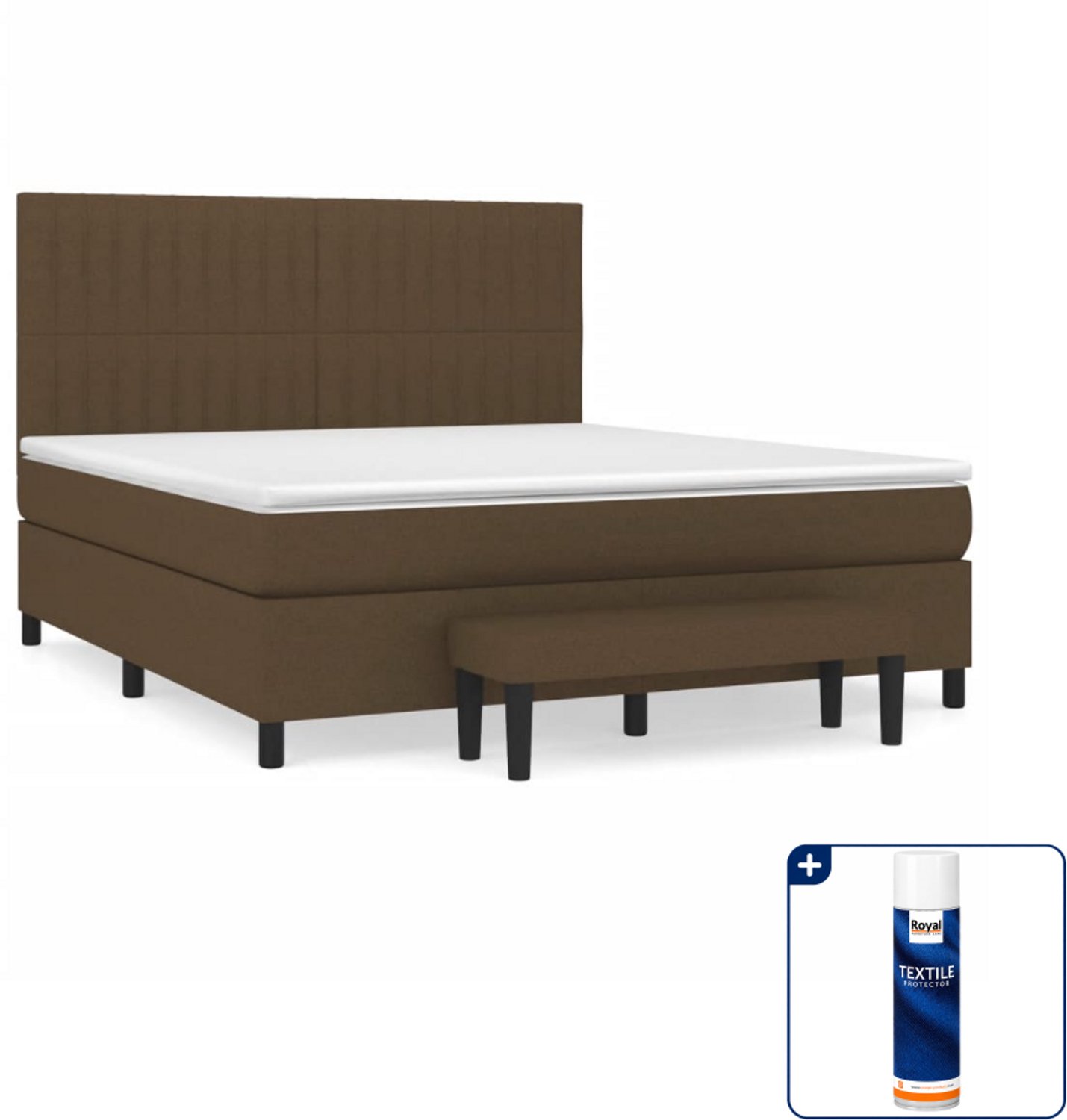 vidaXL boxspring met matras - Queensize - 160 x 200 cm - donkerbruin - Inclusief textielbeschermer 500 ml