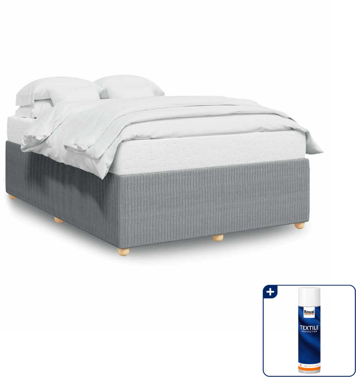 vidaXL bedframe - 140 x 190 cm - stof - lichtgrijs - Inclusief textielbeschermer 500 ml