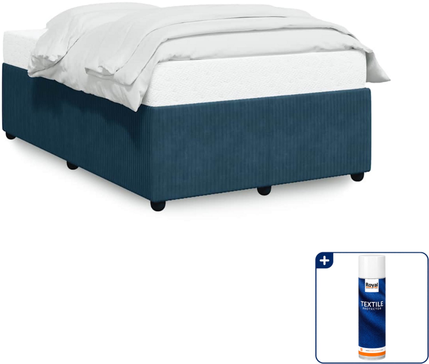 vidaXL bedframe 120 x 190 cm - fluweel - blauw - Inclusief textielbeschermer 500 ml