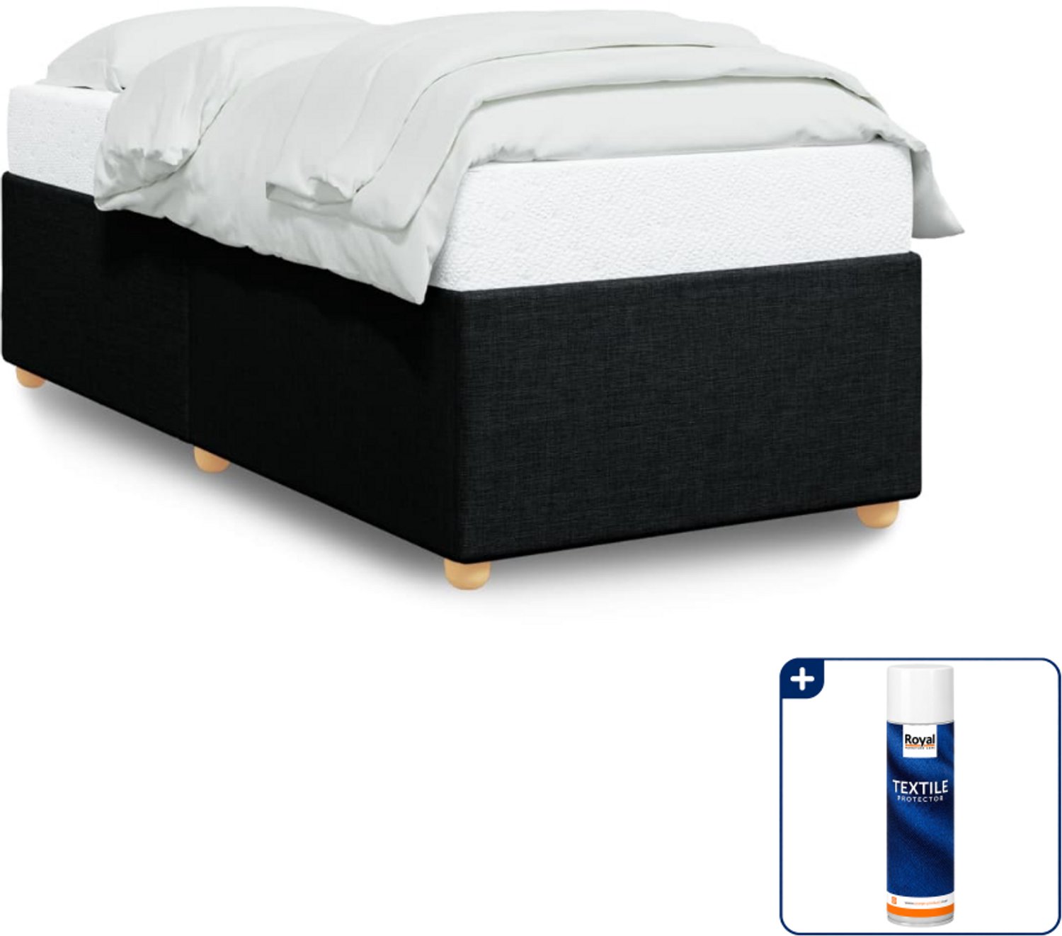 vidaXL bedframe - 80 x 200 cm - stof - zwart - Inclusief textielbeschermer 500 ml Grijs