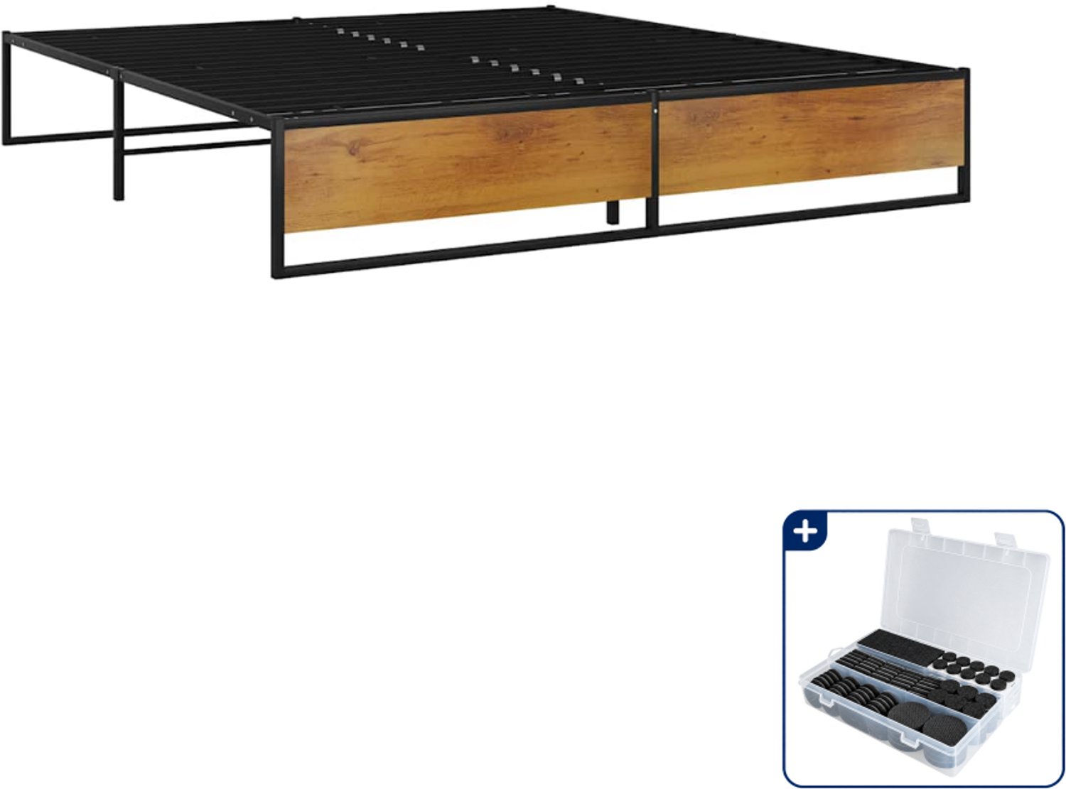 vidaXL bedframe Kingsize - 180 x 200 cm - zwart - Inclusief antikrasvilt 177-delig