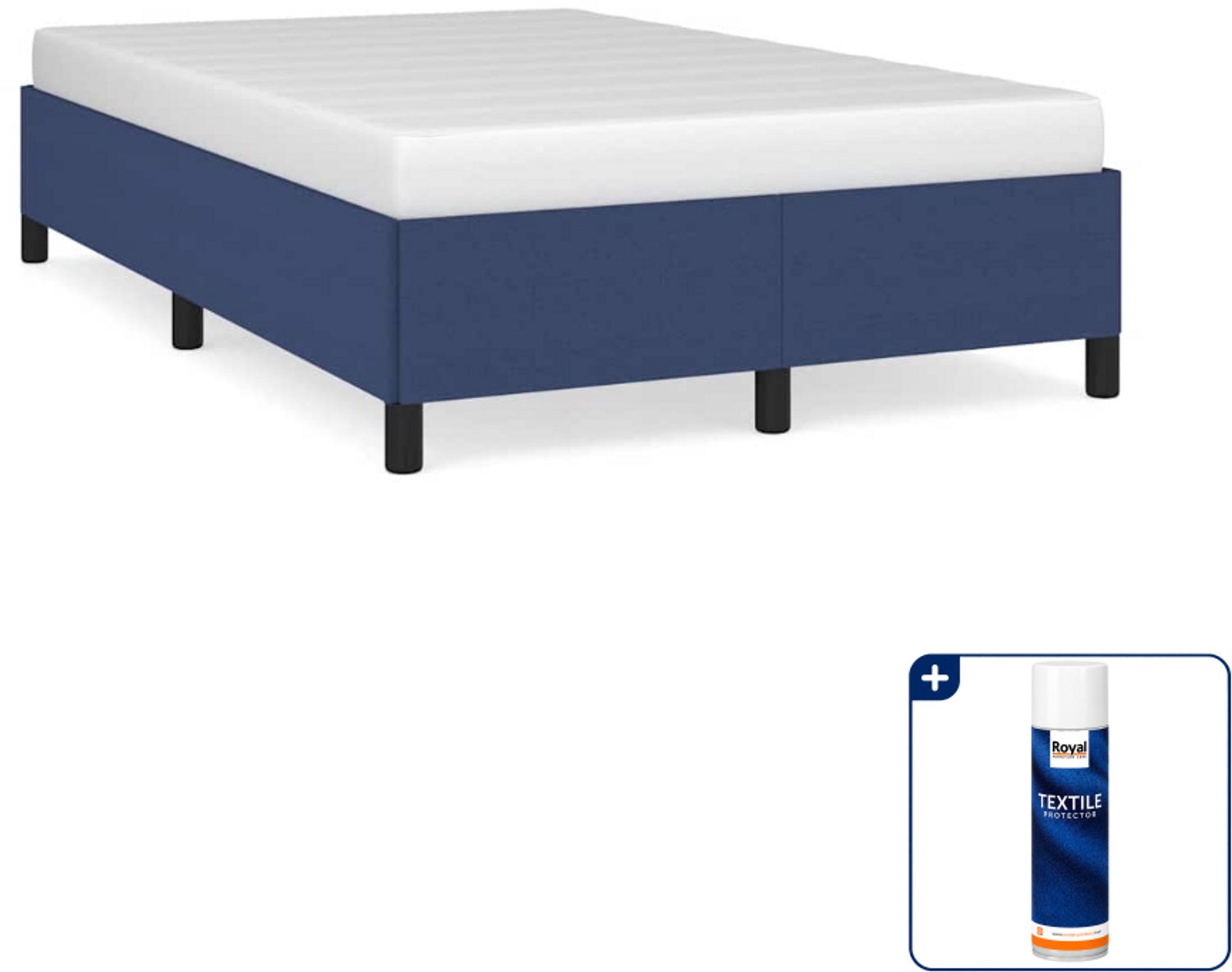 vidaXL Bedframe - 120 x 190 cm - stof - blauw - Inclusief textielbeschermer 500 ml