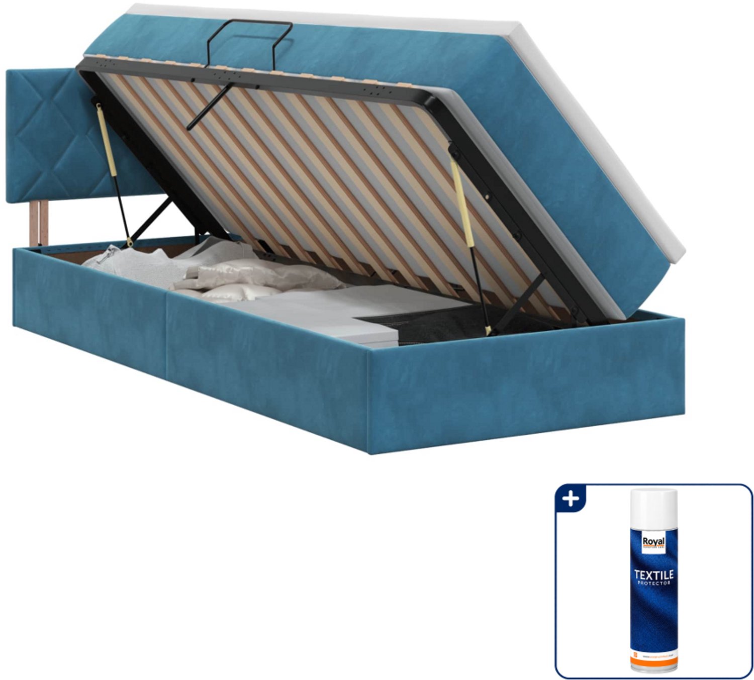 vidaXL Opbergbed - 100 x 200 cm - fluweel - donkerblauw - Inclusief textielbeschermer 500 ml