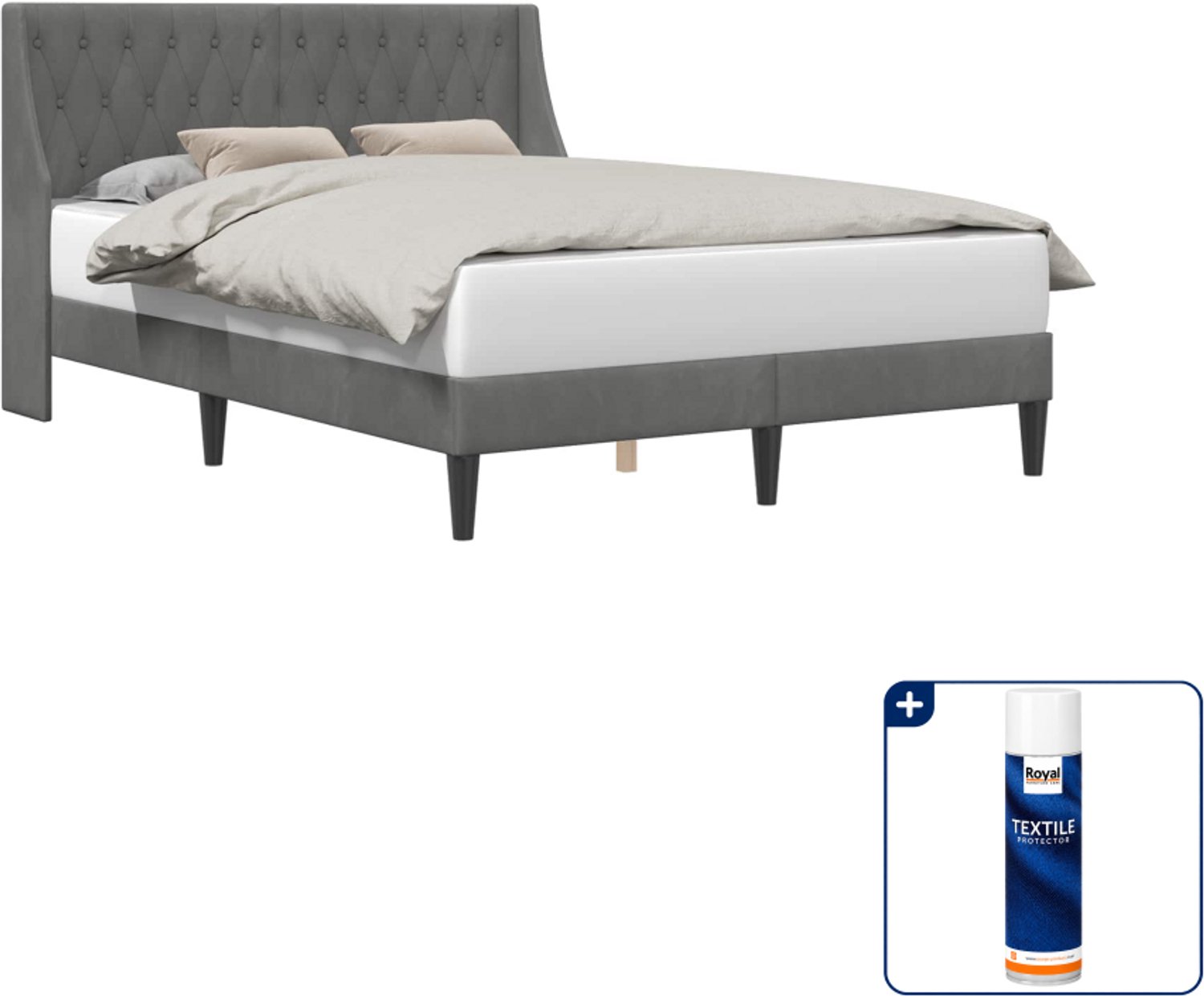 vidaXL Bedframe met hoofdeinde - 120 x 200 cm - fluweel - donkergrijs - Inclusief textielbeschermer 500 ml