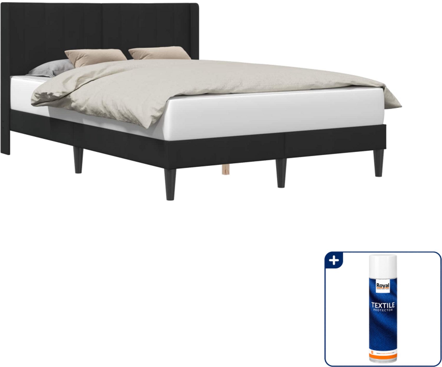 vidaXL bedframe - 140 x 190 cm - fluweel - zwart - Inclusief textielbeschermer 500 ml