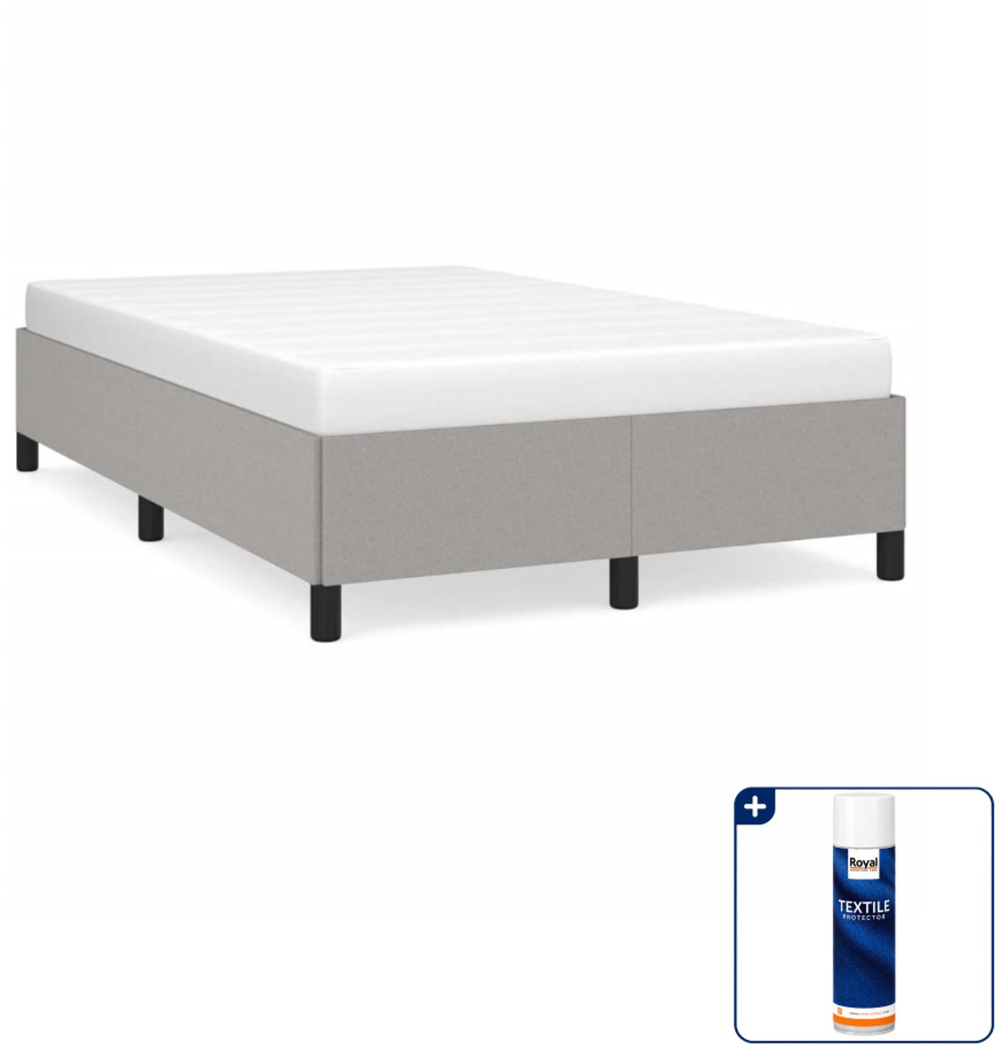 vidaXL bedframe 120 x 190 cm - stof - lichtgrijs - Inclusief textielbeschermer 500 ml