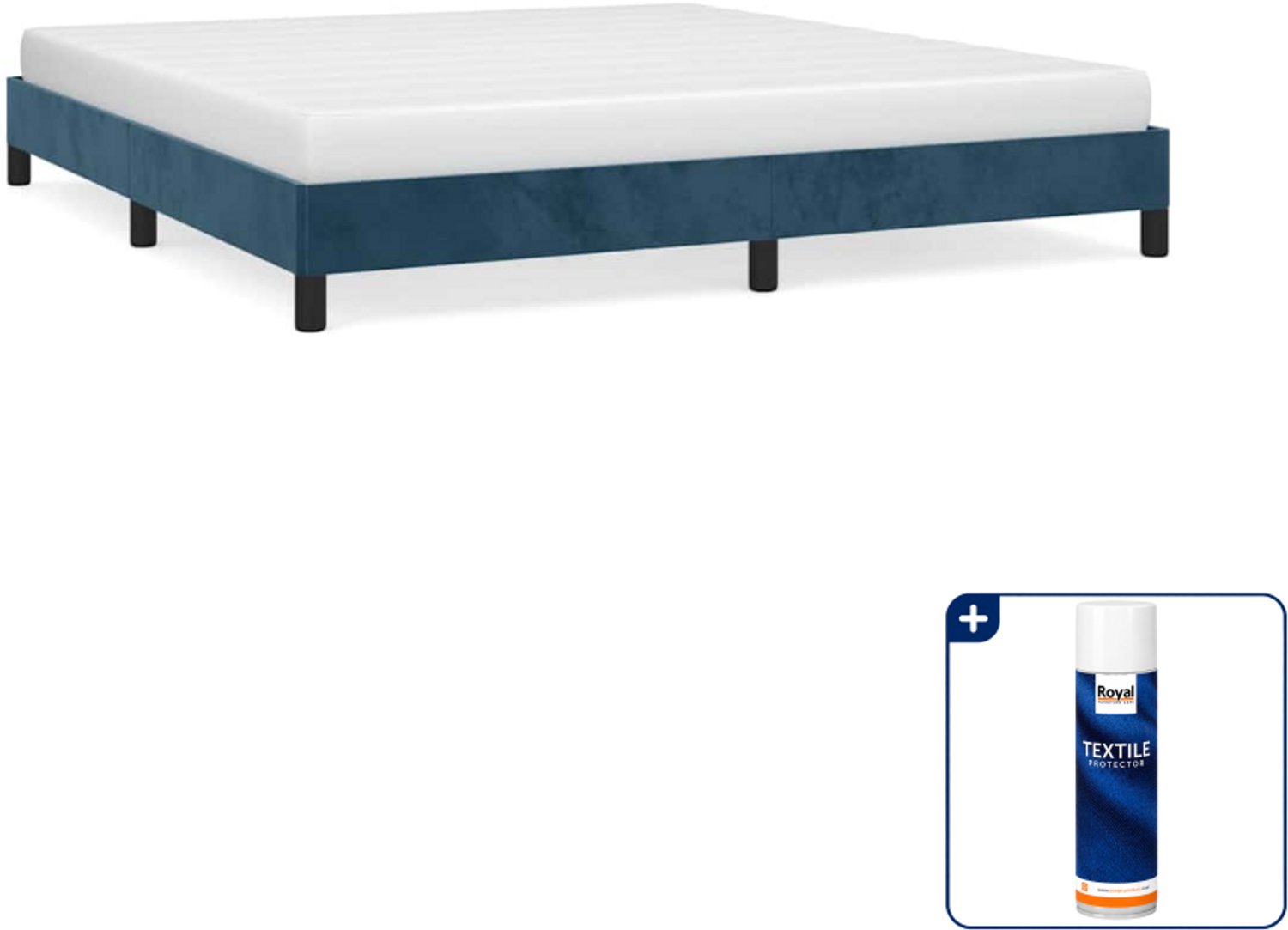 vidaXL bedframe Queensize - 160 x 200 cm - fluweel - donkerblauw - Inclusief textielbeschermer 500 ml