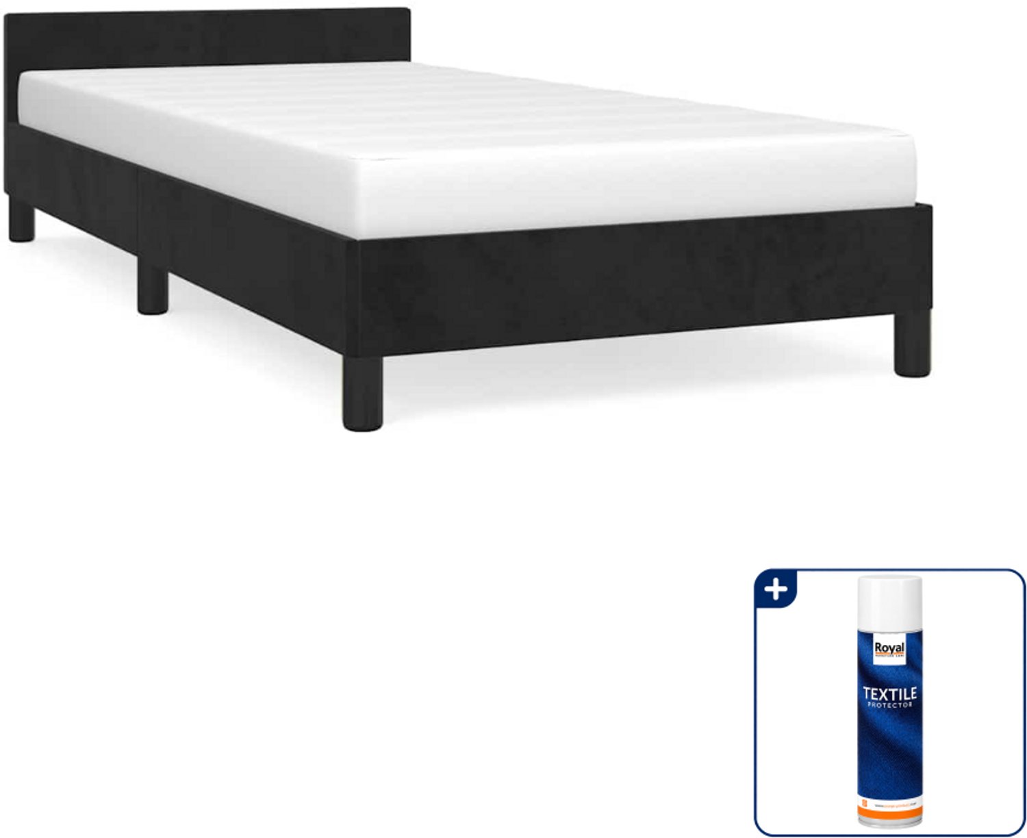 vidaXL bedframe - 90 x 190 cm - fluweel - zwart - Inclusief textielbeschermer 500 ml