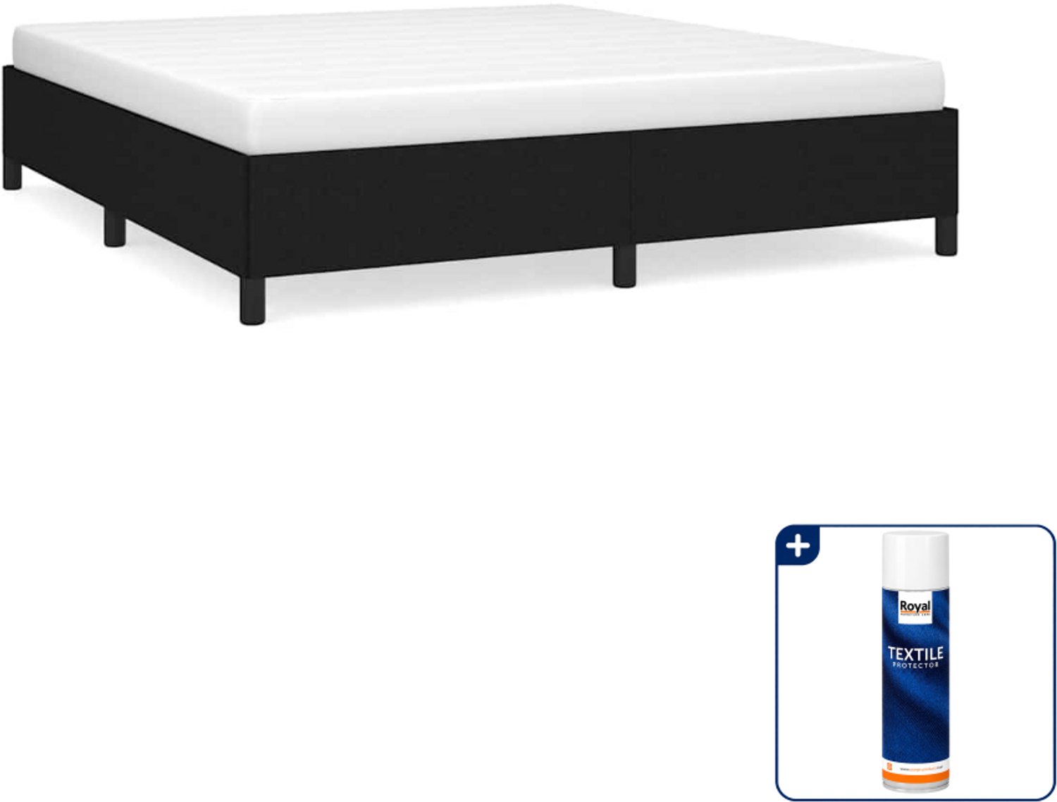 vidaXL Queensize bedframe - 160 x 200 cm - stof - zwart - Inclusief textielbeschermer 500 ml