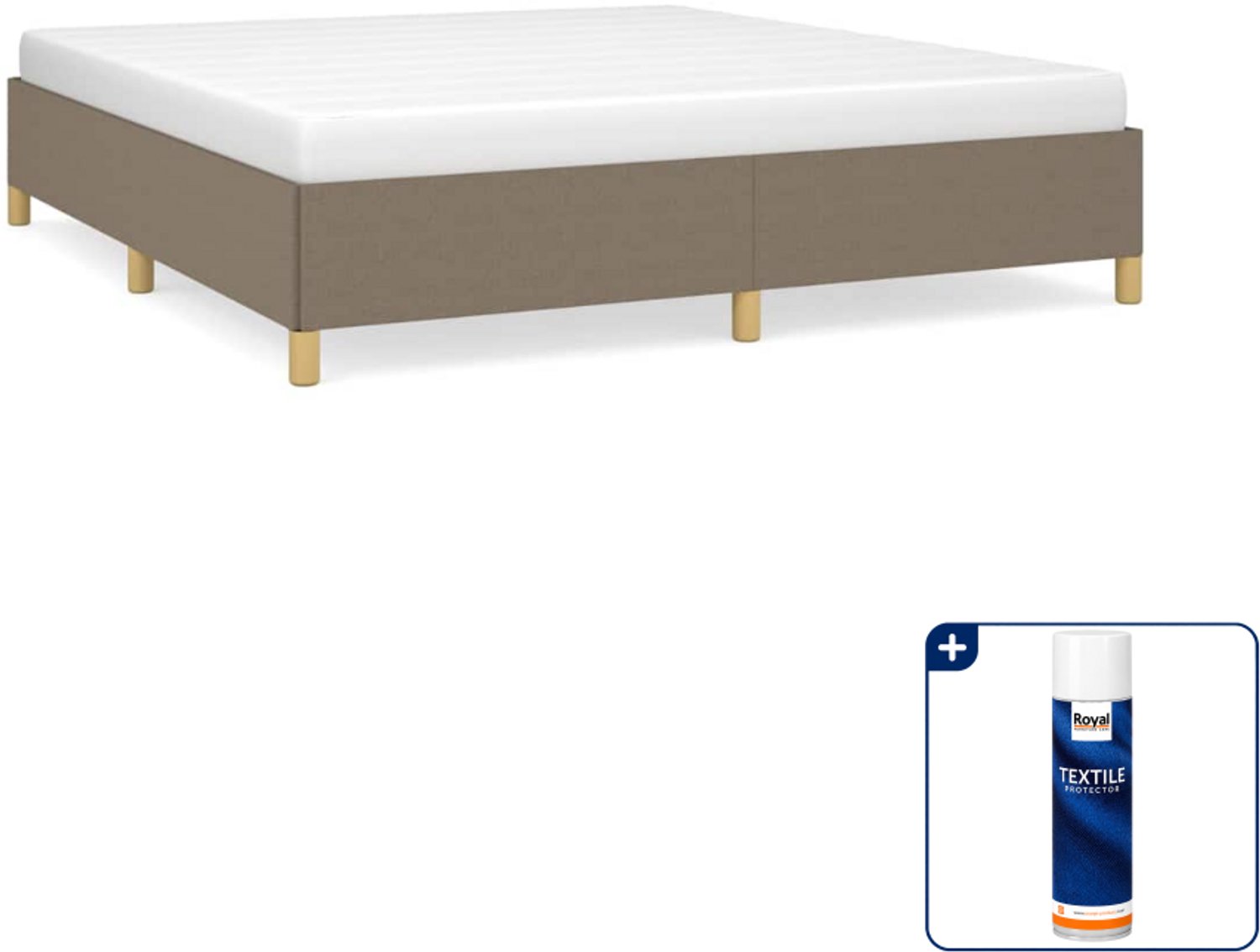 vidaXL Queensize bedframe - 160 x 200 cm - taupe - Inclusief textielbeschermer 500 ml