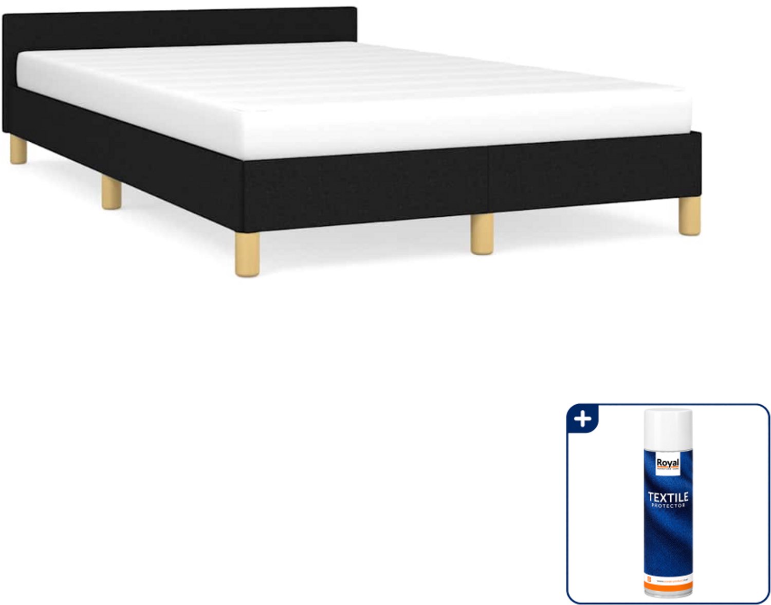 vidaXL Bedframe - 120 x 200 cm - stof - zwart - Inclusief textielbeschermer 500 ml