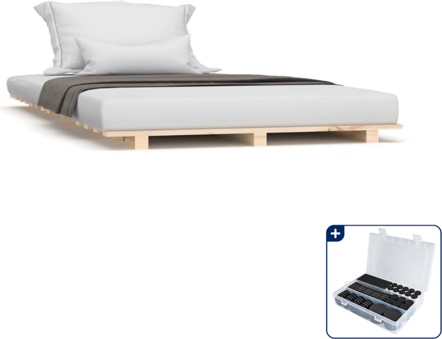 vidaXL bedframe - 75 x 190 cm - massief grenenhout - Inclusief antikrasvilt 177-delig Bruin