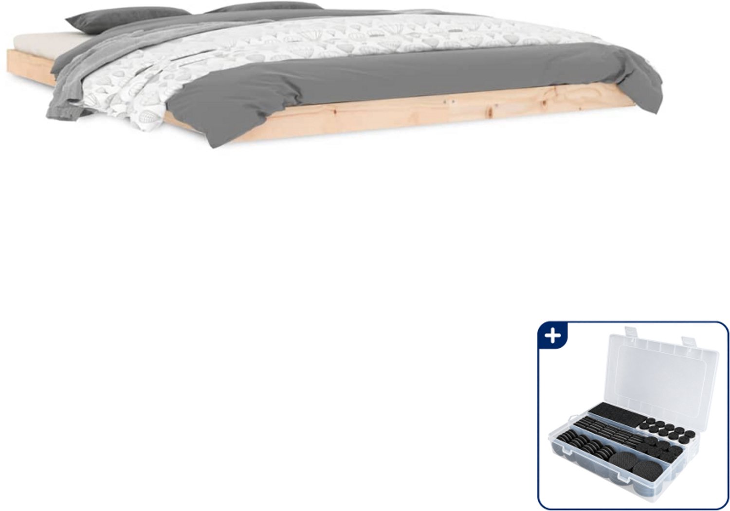 vidaXL bedframe 150 x 200 cm - massief grenenhout - Inclusief antikrasvilt 177-delig Bruin