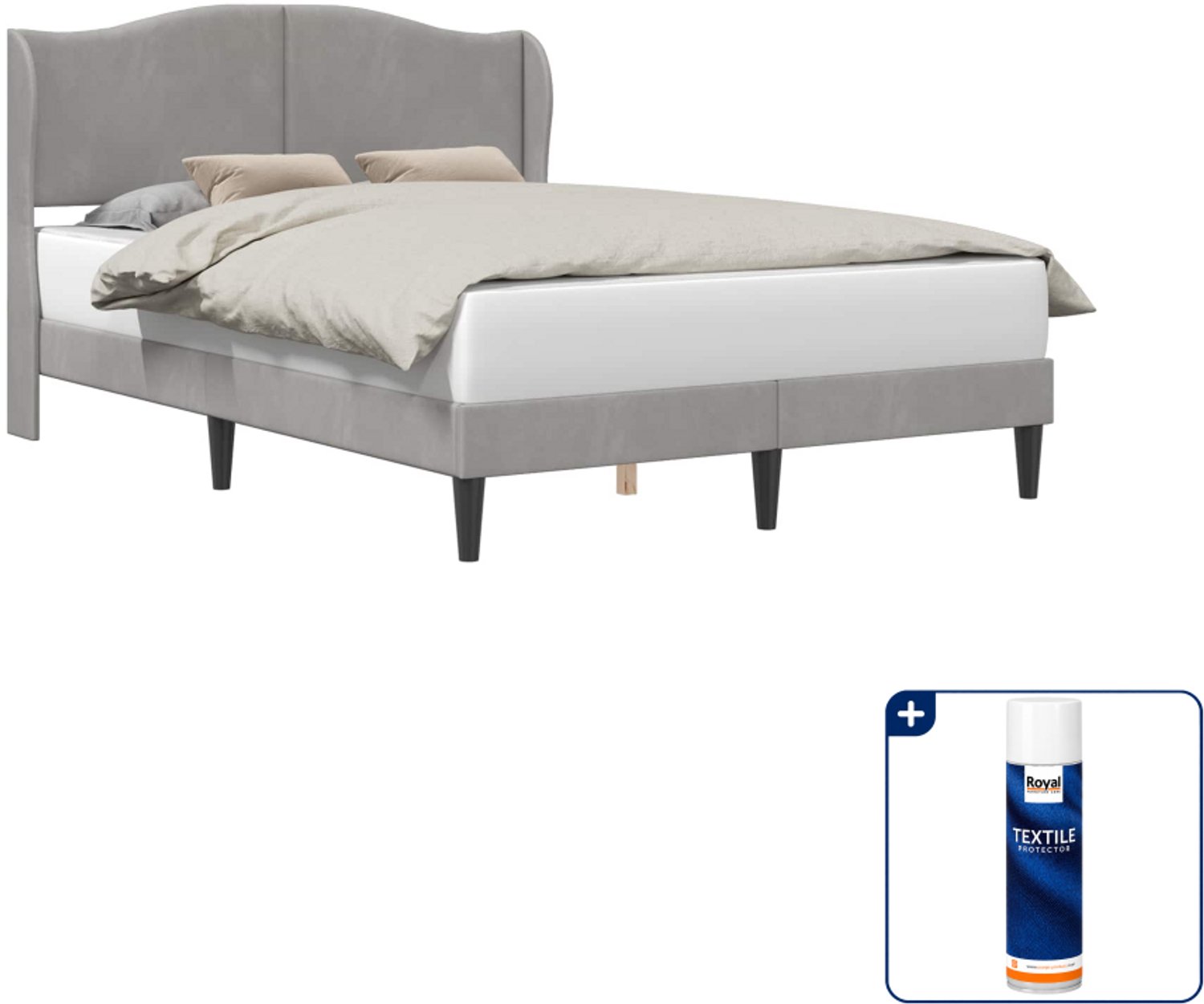 vidaXL bedframe 120 x 190 cm - lichtgrijs - Inclusief textielbeschermer 500 ml