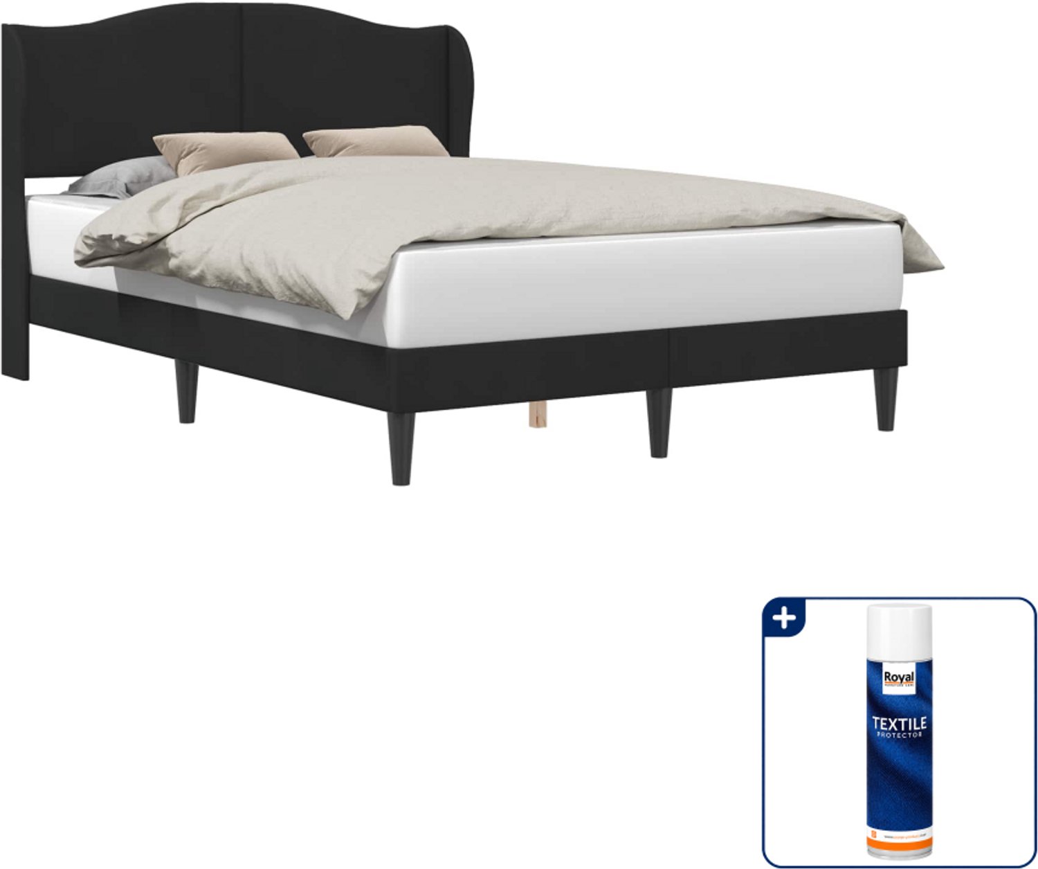 vidaXL Bedframe - Queensize - 160 x 200 cm - zwart - Inclusief textielbeschermer 500 ml
