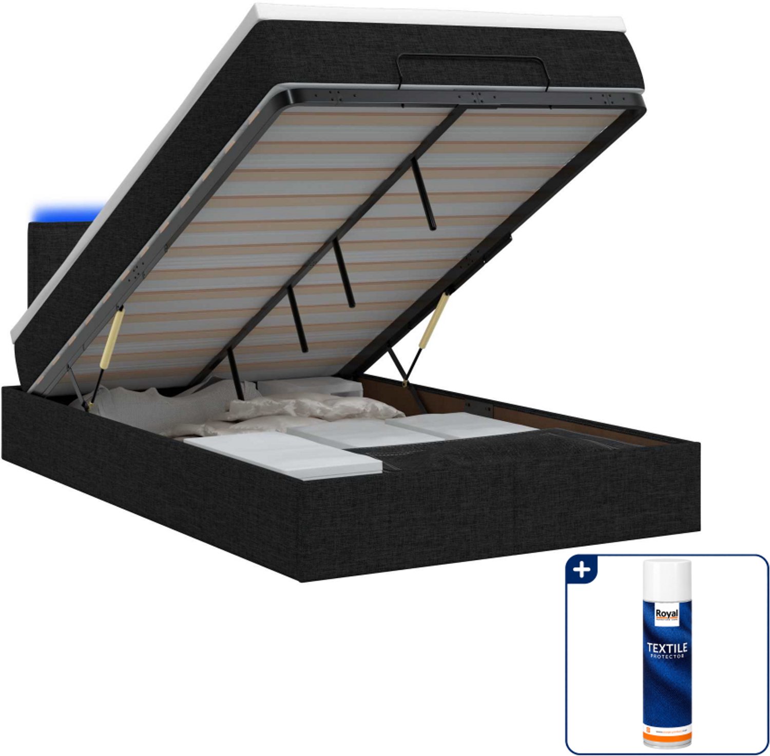 vidaXL ottoman bed - 120 x 190 cm - zwart - Inclusief textielbeschermer 500 ml