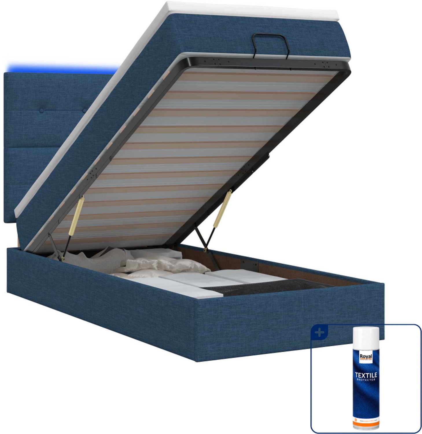 vidaXL ottoman bed - 90 x 200 cm - blauw - Inclusief textielbeschermer 500 ml