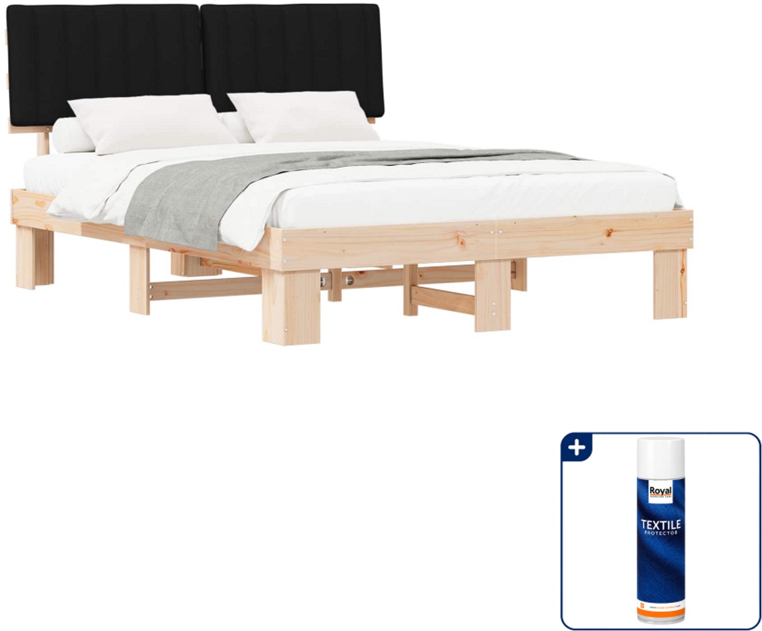 vidaXL bedframe - Queensize - 160 x 200 cm - zwart - Inclusief textielbeschermer 500 ml
