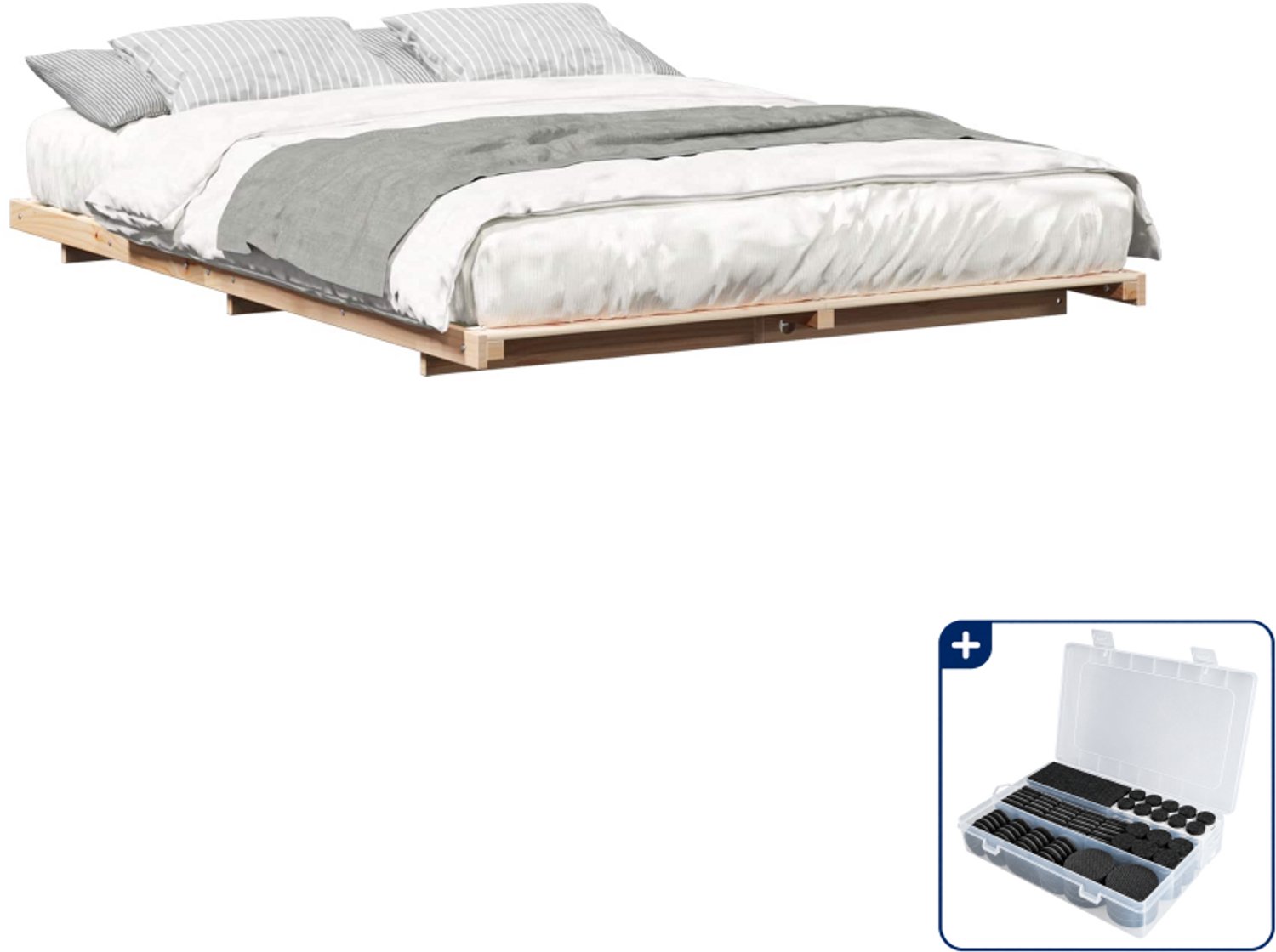 vidaXL bedframe - Small double - 140 x 220 cm - bruin - Inclusief antikrasvilt 177-delig