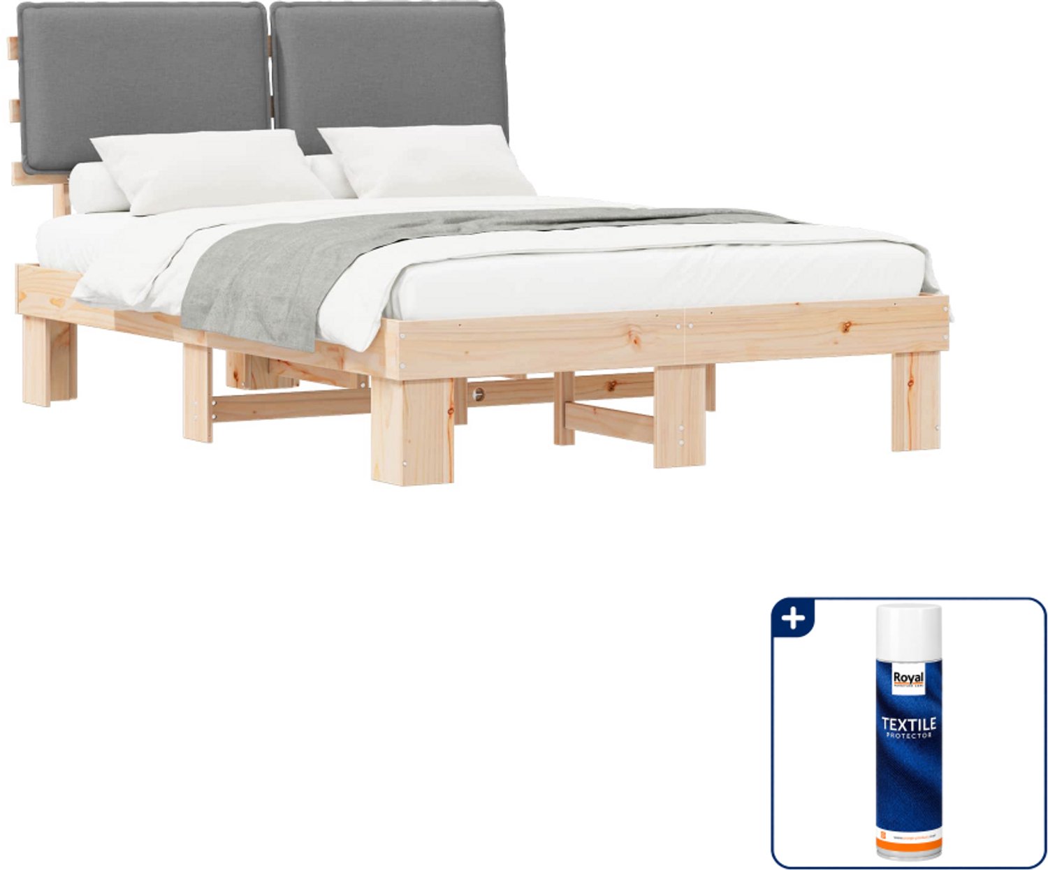 vidaXL bedframe - Queensize - 160 x 200 cm - lichtgrijs - Inclusief textielbeschermer 500 ml