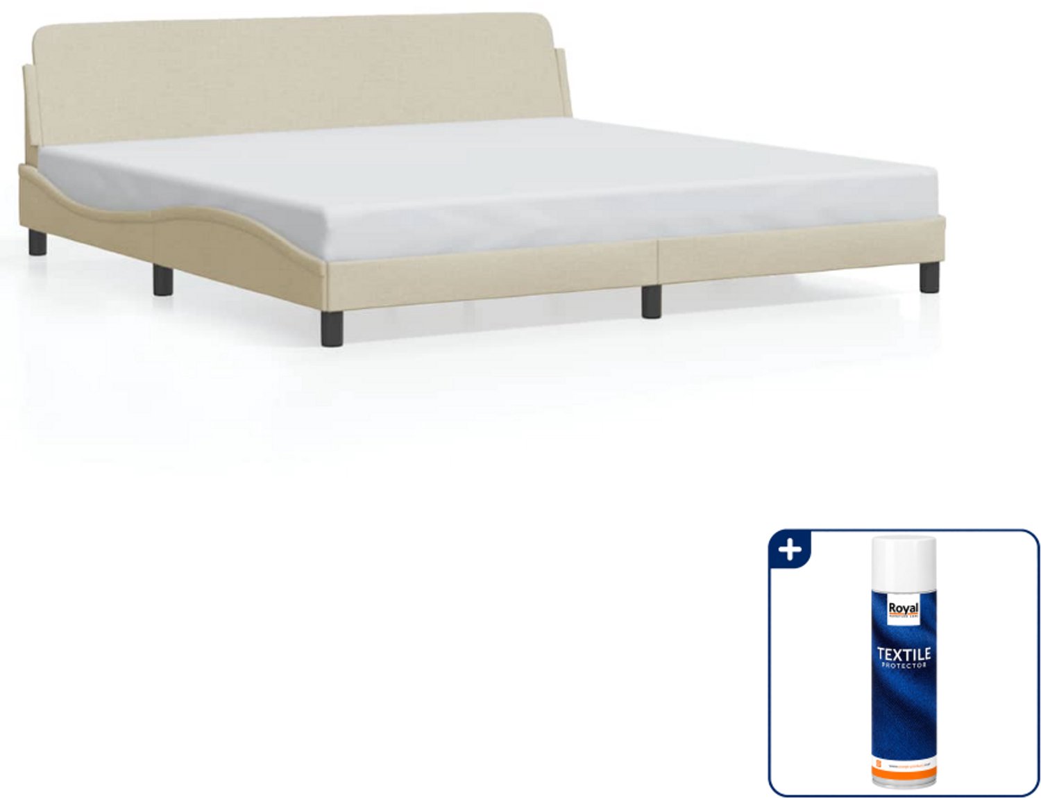 vidaXL Dover bedframe - 200 x 200 cm - crème - Inclusief textielbeschermer 500 ml