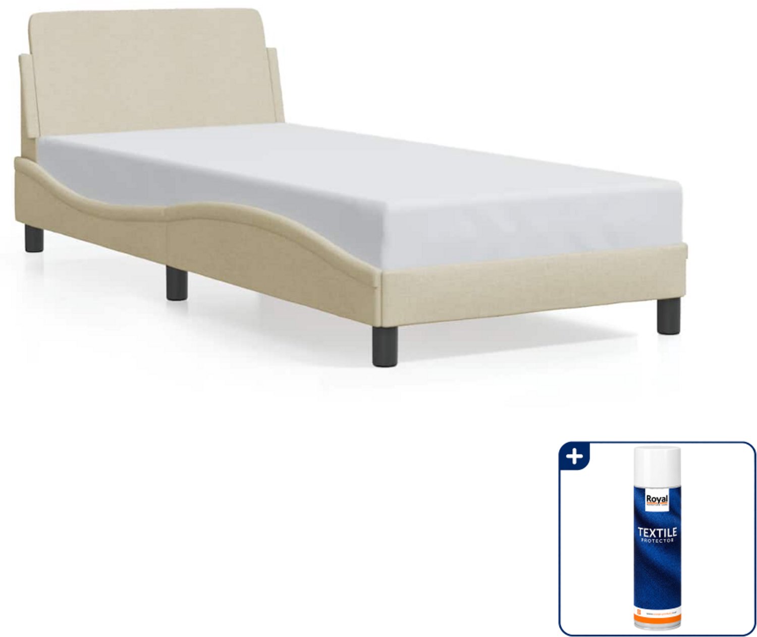 vidaXL Bedframe Dover - 90 x 200 cm - stof - crème - Inclusief textielbeschermer 500 ml