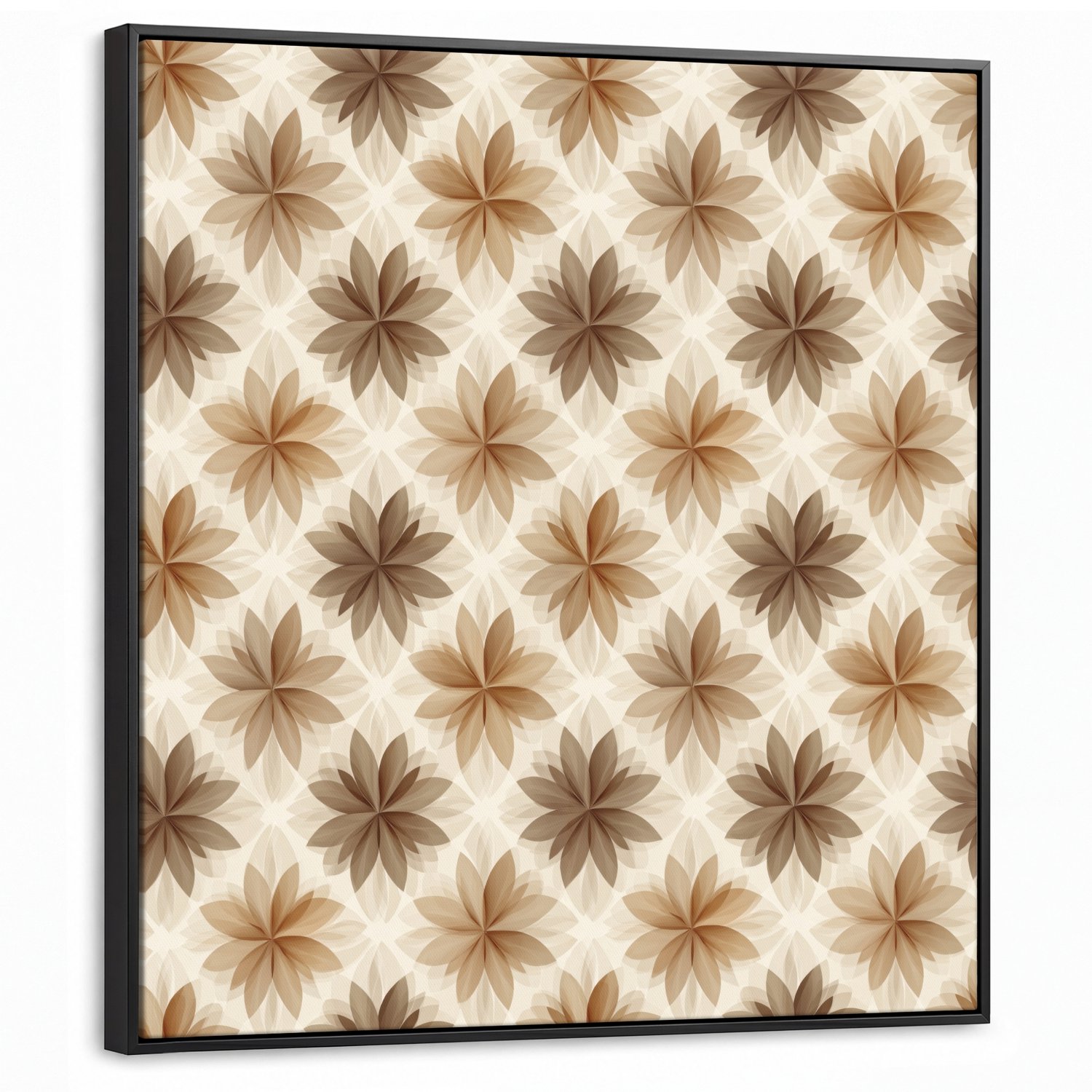 Canvas Schilderij met Baklijst 90x90cm - Geografisch - Patroon - Bruin - Muurdecoratie woonkamer - Slaapkamer decoratie - Kamer accessoires - Schilderijen op canvas met lijst