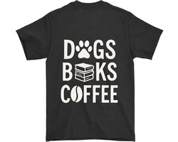 Honden Shirt – D O G S B O O K S C O F F E E – Dieren Outfit – Unisex T-Shirt voor Dames & Heren – Leuk Cadeau voor Dierenliefhebbers