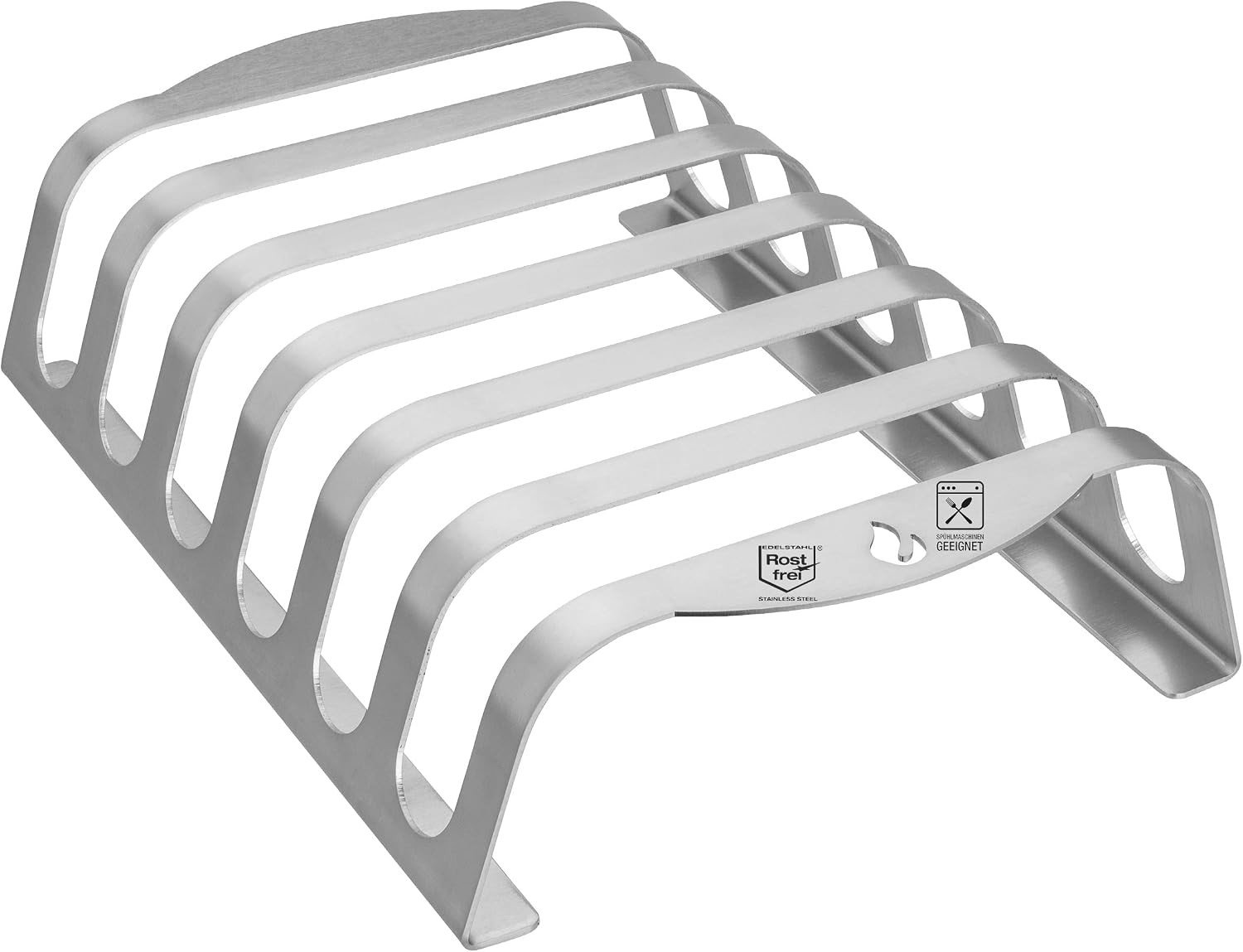 Ribhouder - Roestvrij Staal - 34 x 23,5 x 8,5 cm - Geschikt voor 6 Ribben - Voor BBQ en Oven