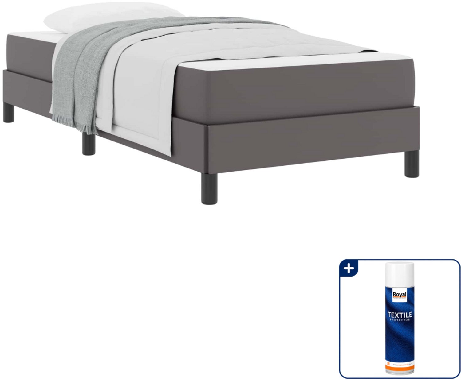 vidaXL bed met matras - 100 x 200 cm - stof - grijs - Inclusief textielbeschermer 500 ml
