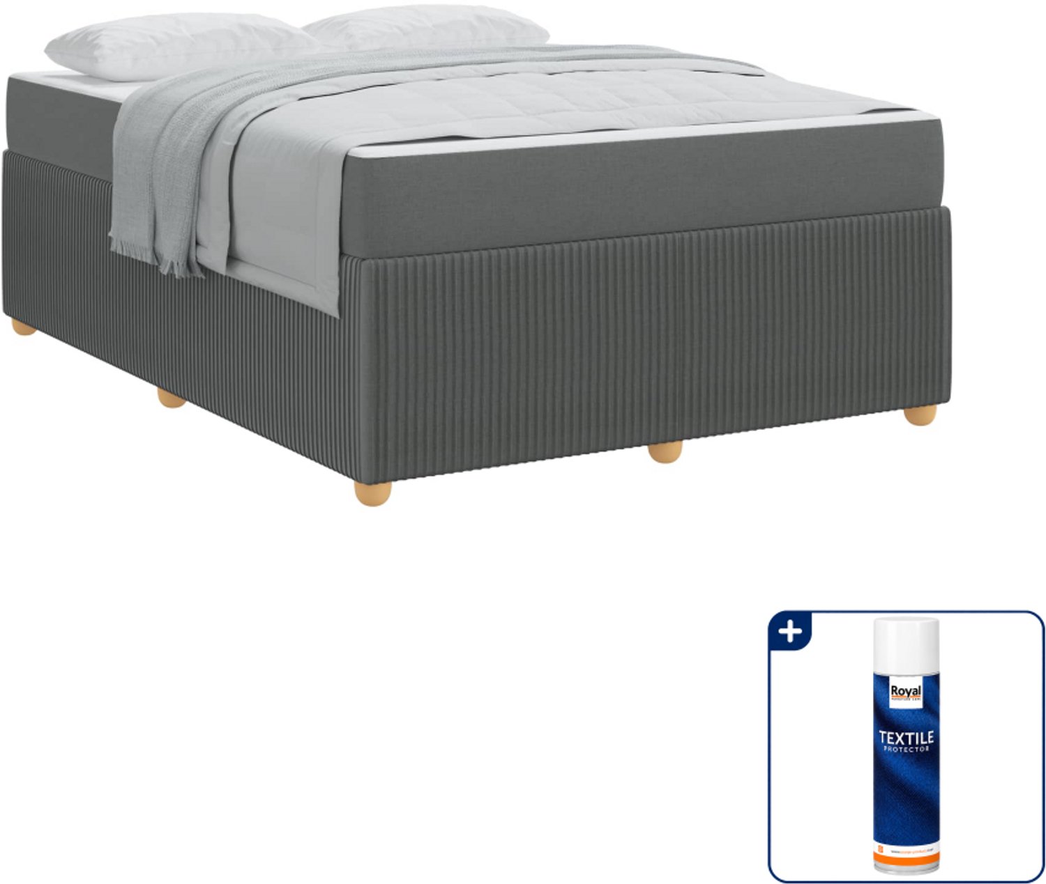 vidaXL bedframe - queensize - 160 x 200 cm - donkergrijs - Inclusief textielbeschermer 500 ml
