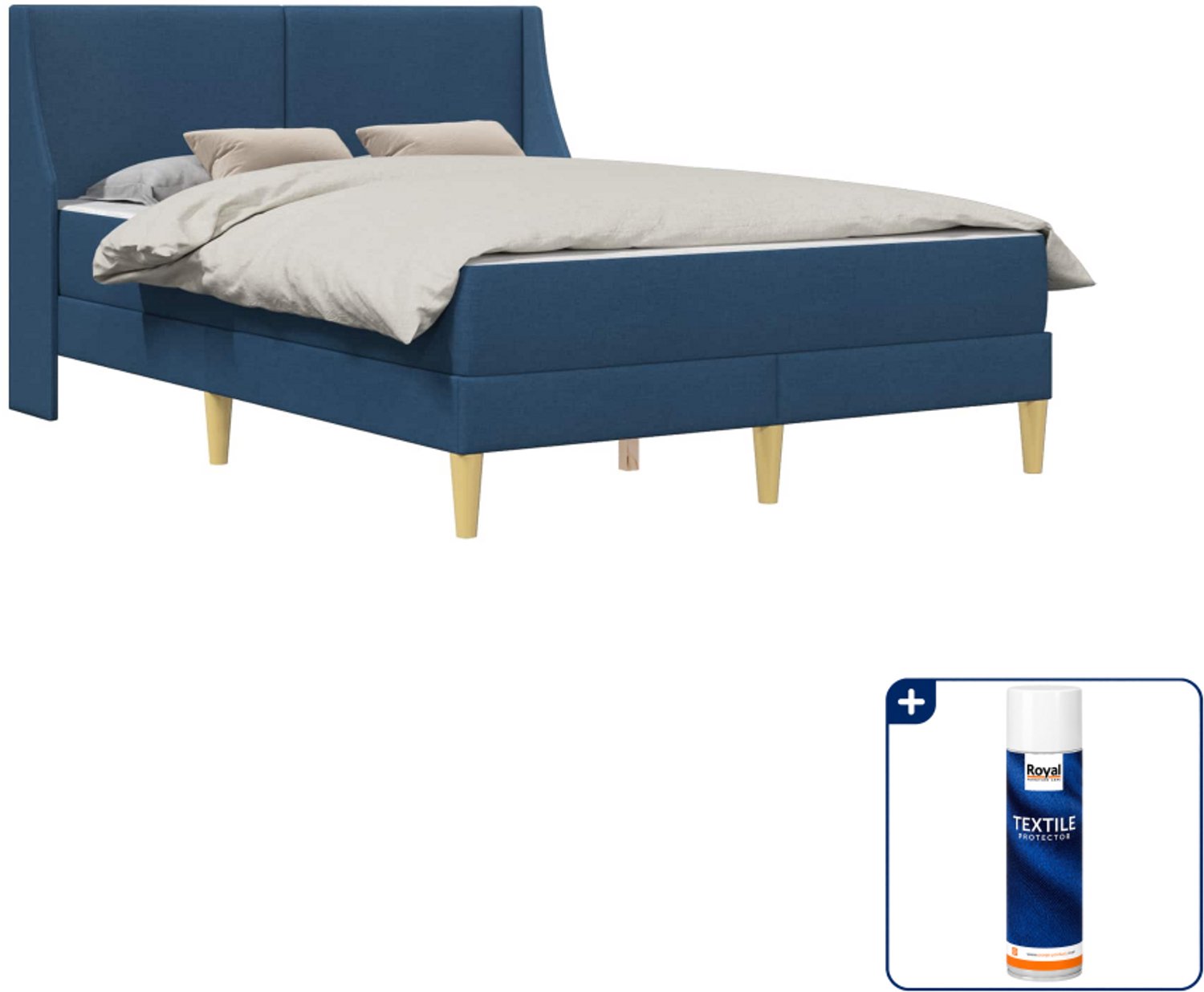 vidaXL bedframe met matras - 120 x 200 cm - polyester - blauw - Inclusief textielbeschermer 500 ml