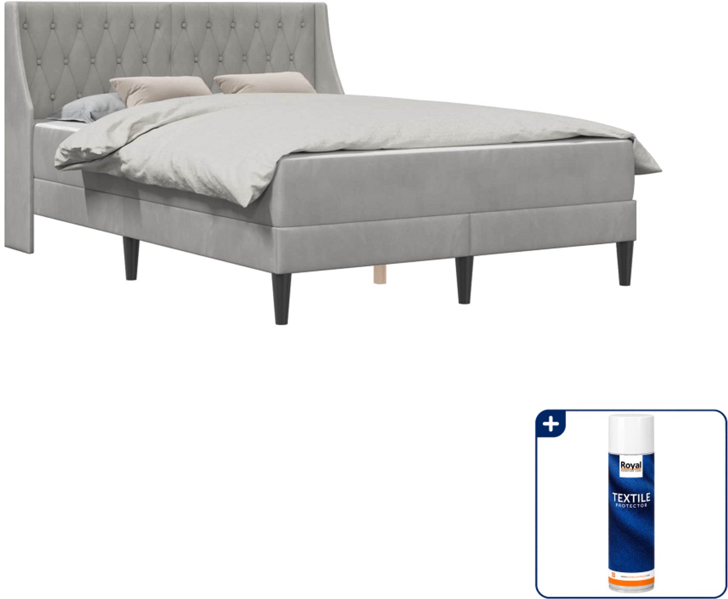 vidaXL bedframe met matras Small double - 140 x 200 cm - lichtgrijs - Inclusief textielbeschermer 500 ml