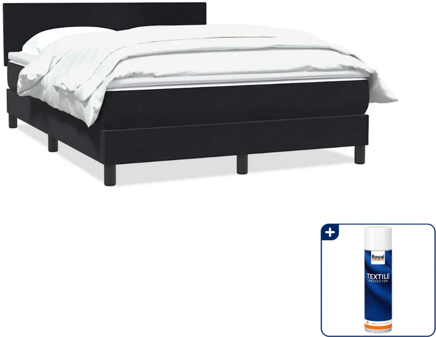 vidaXL boxspring met matras Queensize - 160 x 210 cm - zwart - Inclusief textielbeschermer 500 ml Bruin