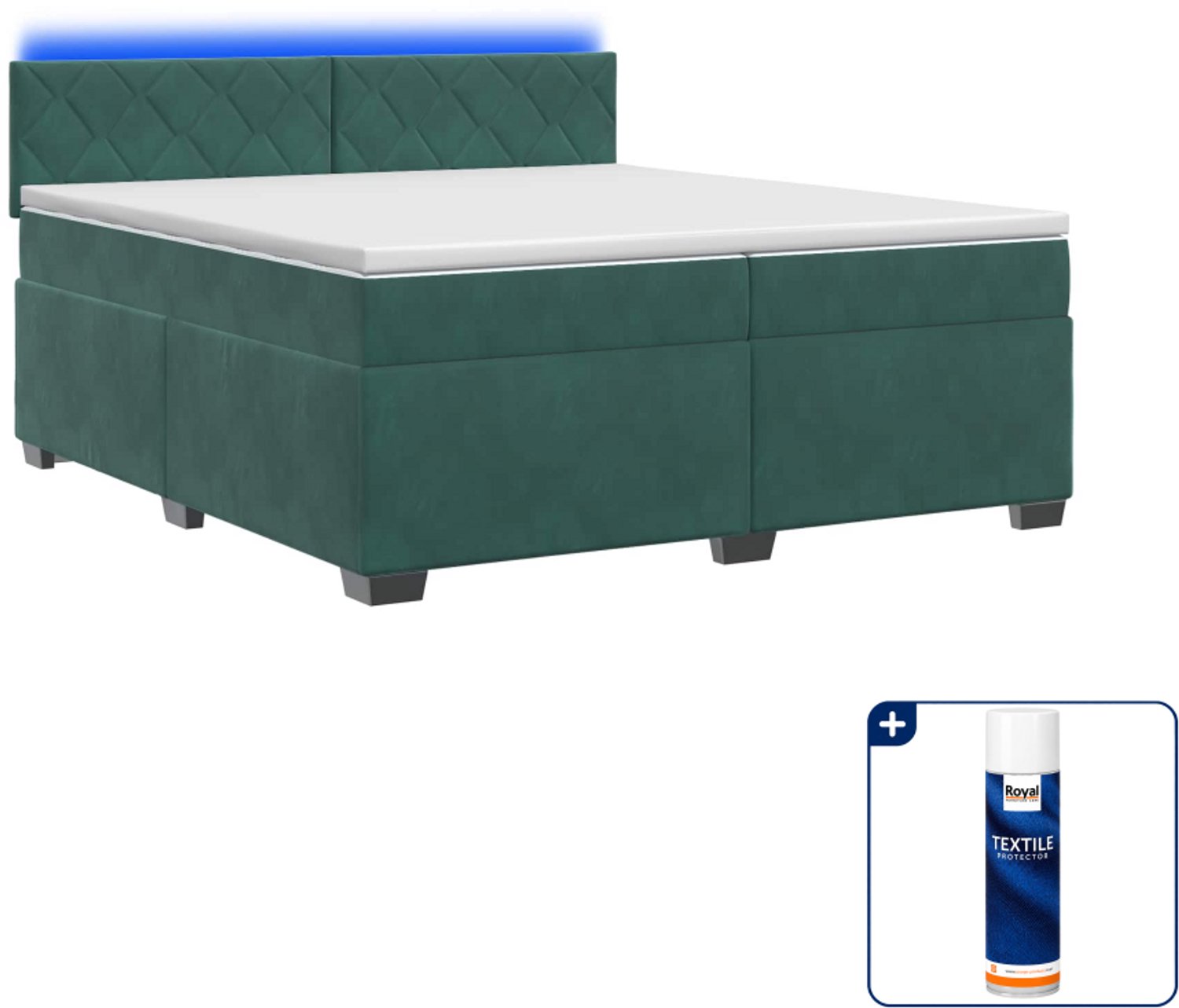 vidaXL boxspring - 200 x 200 cm - donkergroen - Inclusief textielbeschermer 500 ml