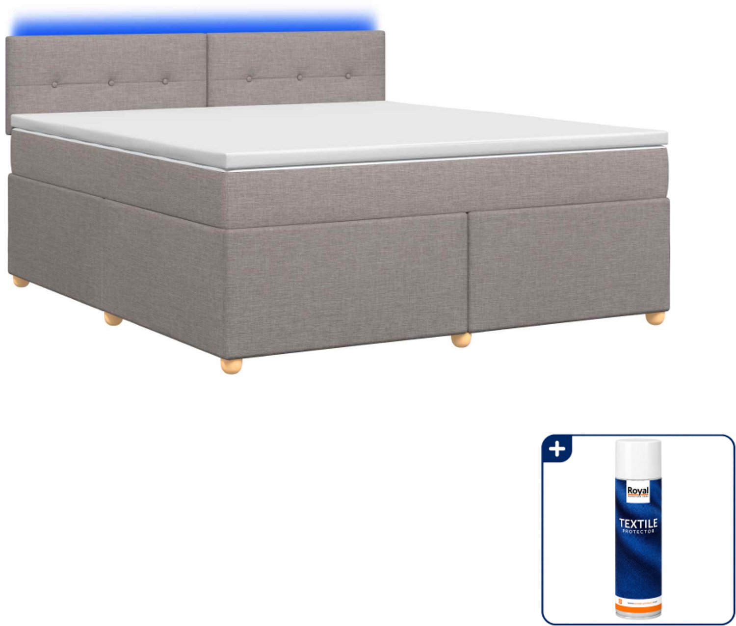vidaXL Queensize boxspringbed met matras - 160 x 200 cm - taupe - Inclusief textielbeschermer 500 ml
