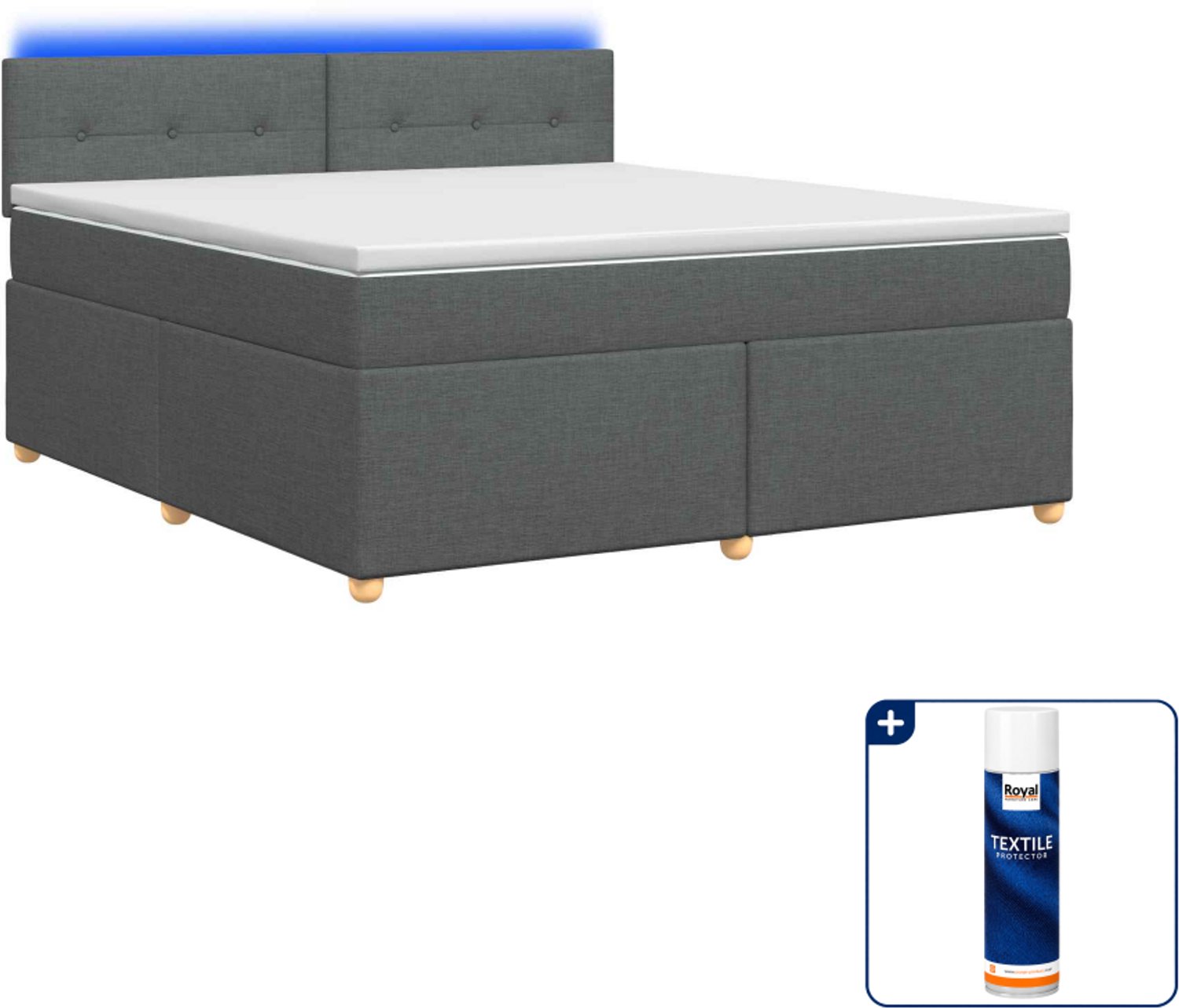 vidaXL boxspringbed - Small double 140 x 200 cm - donkergrijs - Inclusief textielbeschermer 500 ml Donker Grijn