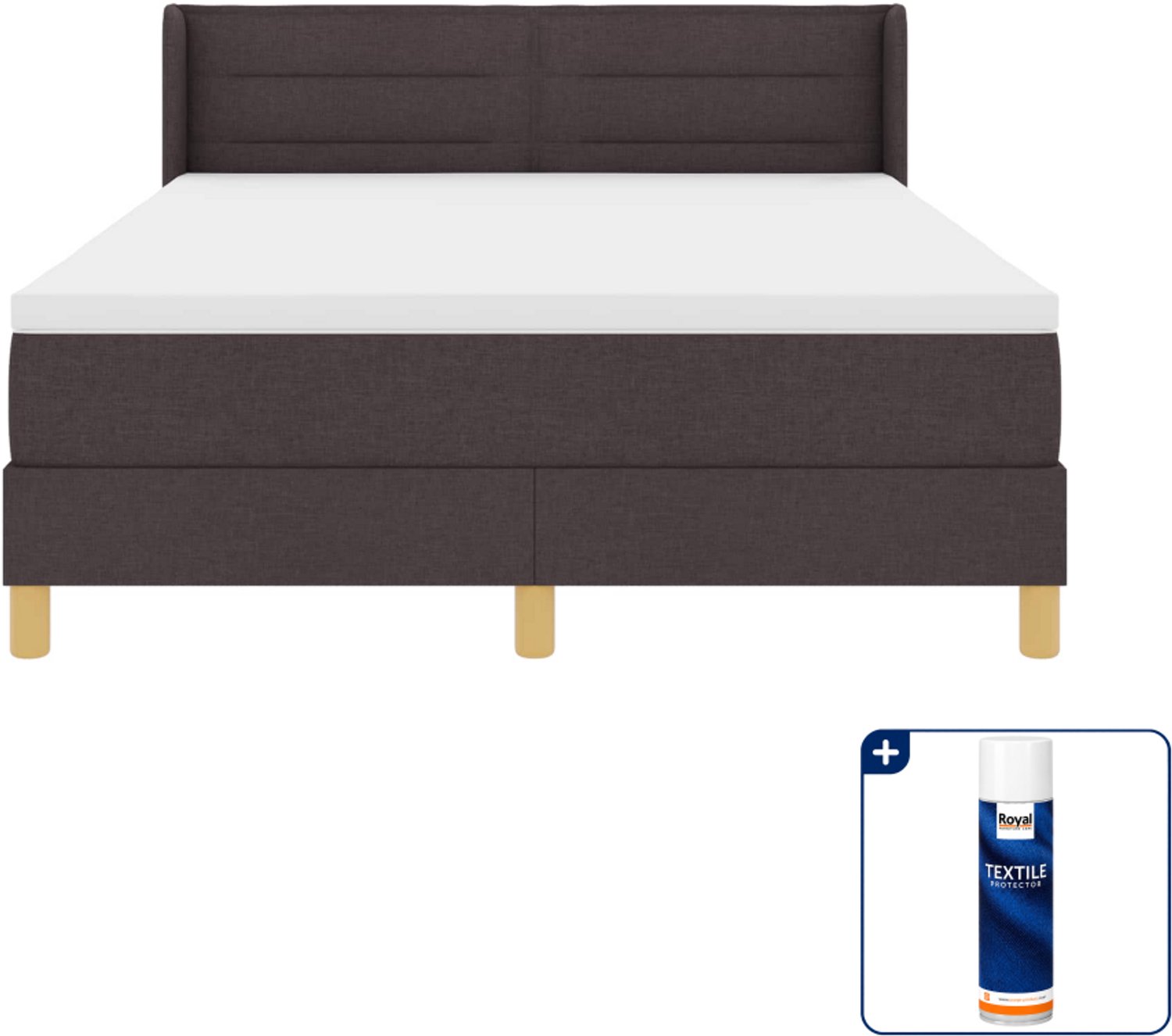 vidaXL boxspringbed - Small double - 140 x 200 cm - donkerbruin - Inclusief textielbeschermer 500 ml